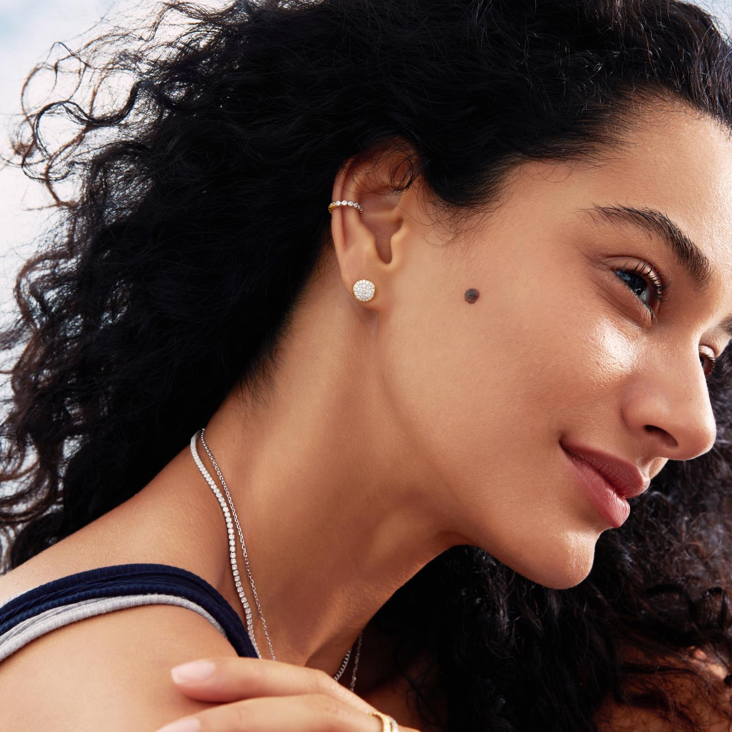 Ania Haie Gold Pave Disc Stud Earrings