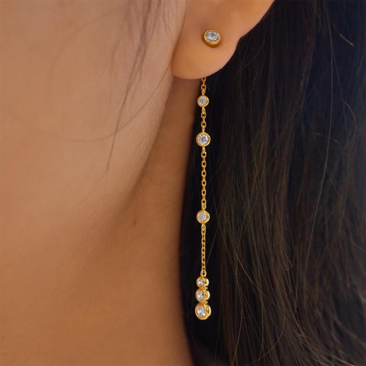 Ania Haie Gold Cascade Station Drop Stud Earrings