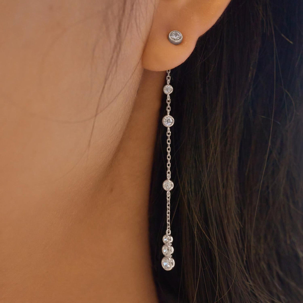 Ania Haie Silver Cascade Station Drop Stud Earrings