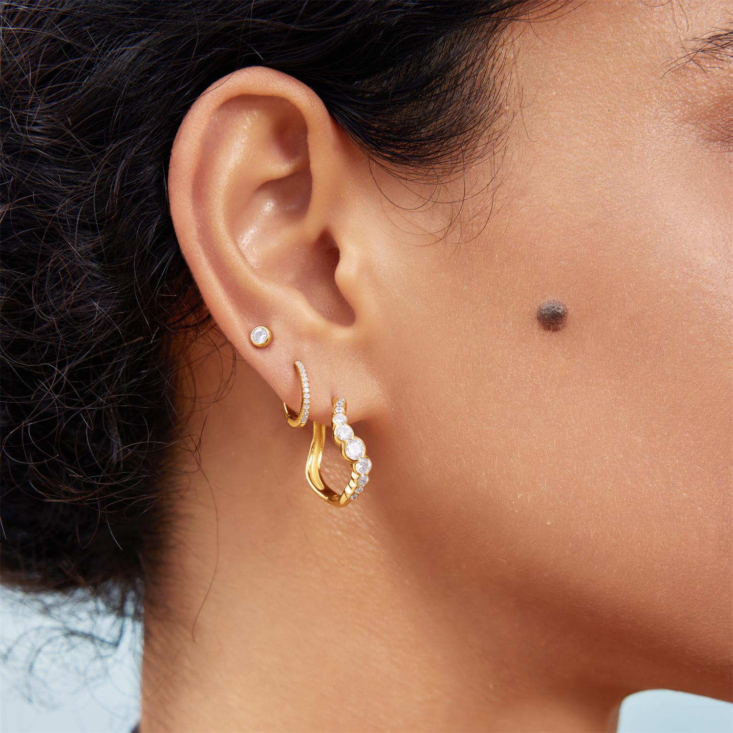 Ania Haie Gold Sparkling Tide Huggie Hoop Earrings