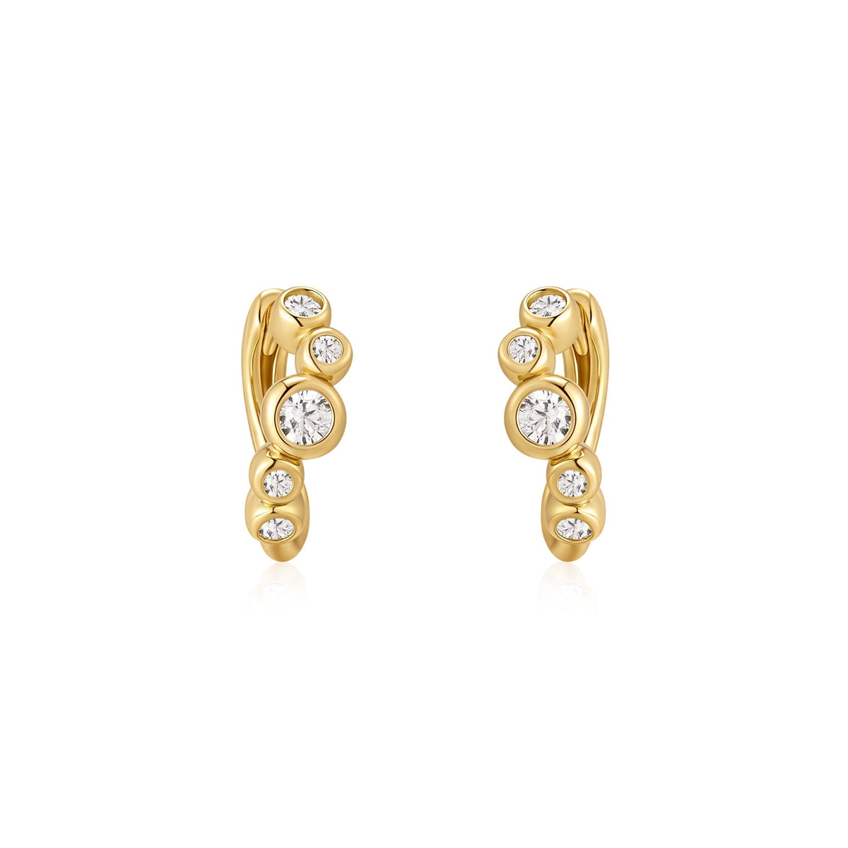 Ania Haie Gold Small Sparkling Tide Huggie Hoop Earrings