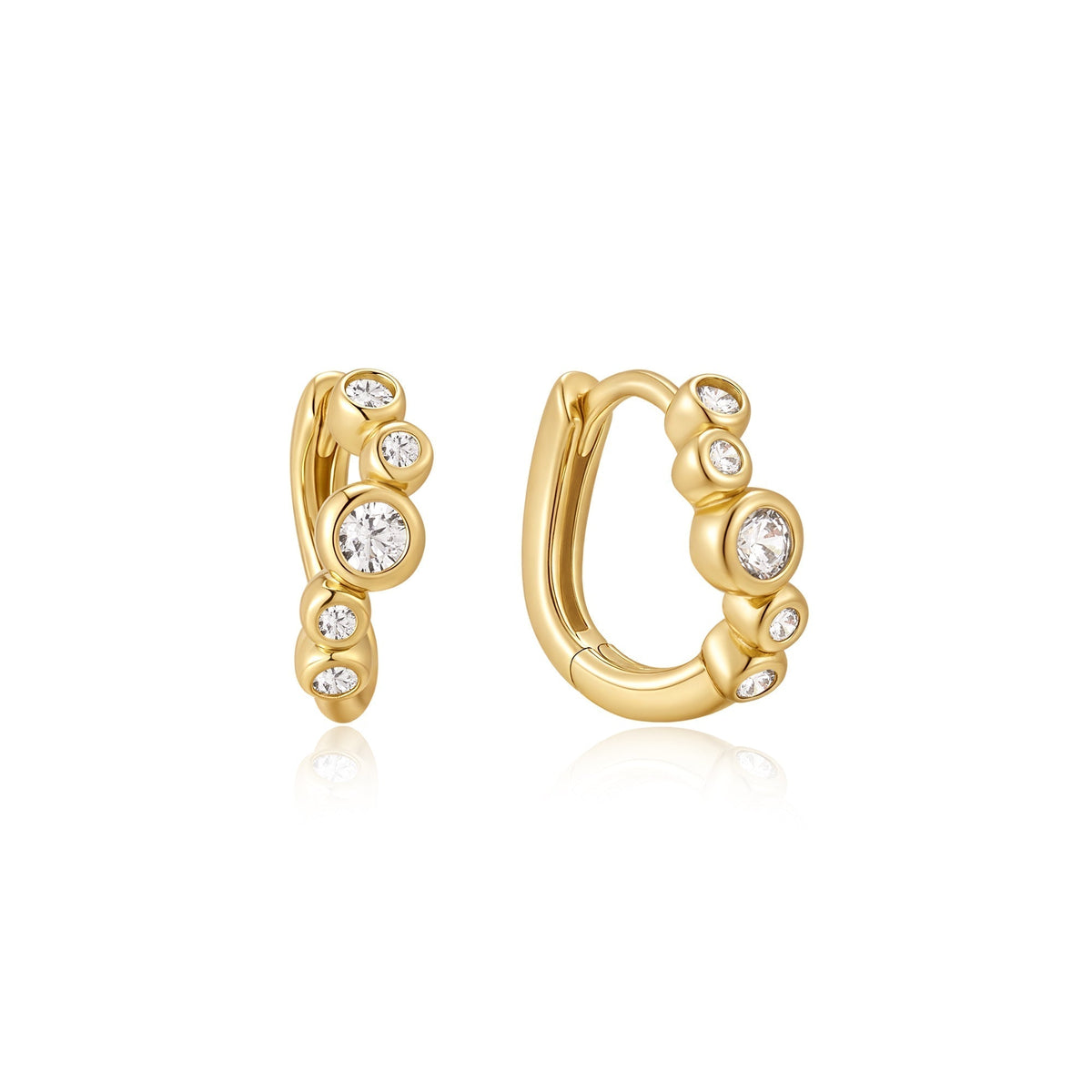 Ania Haie Gold Small Sparkling Tide Huggie Hoop Earrings