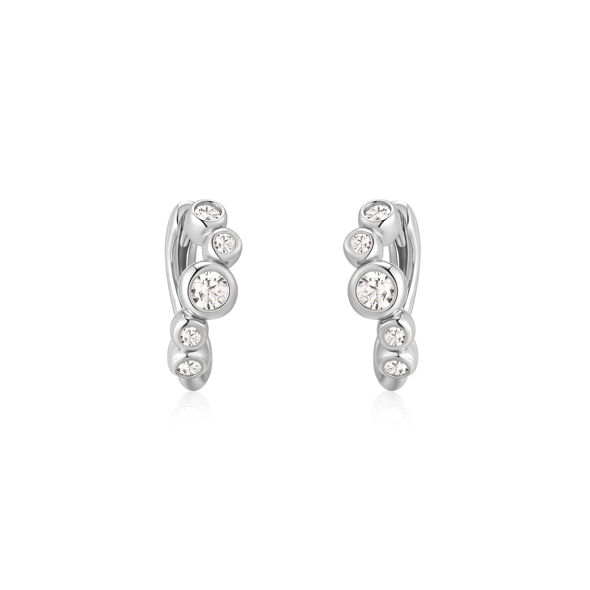 Ania Haie Silver Small Sparkling Tide Huggie Hoop Earrings