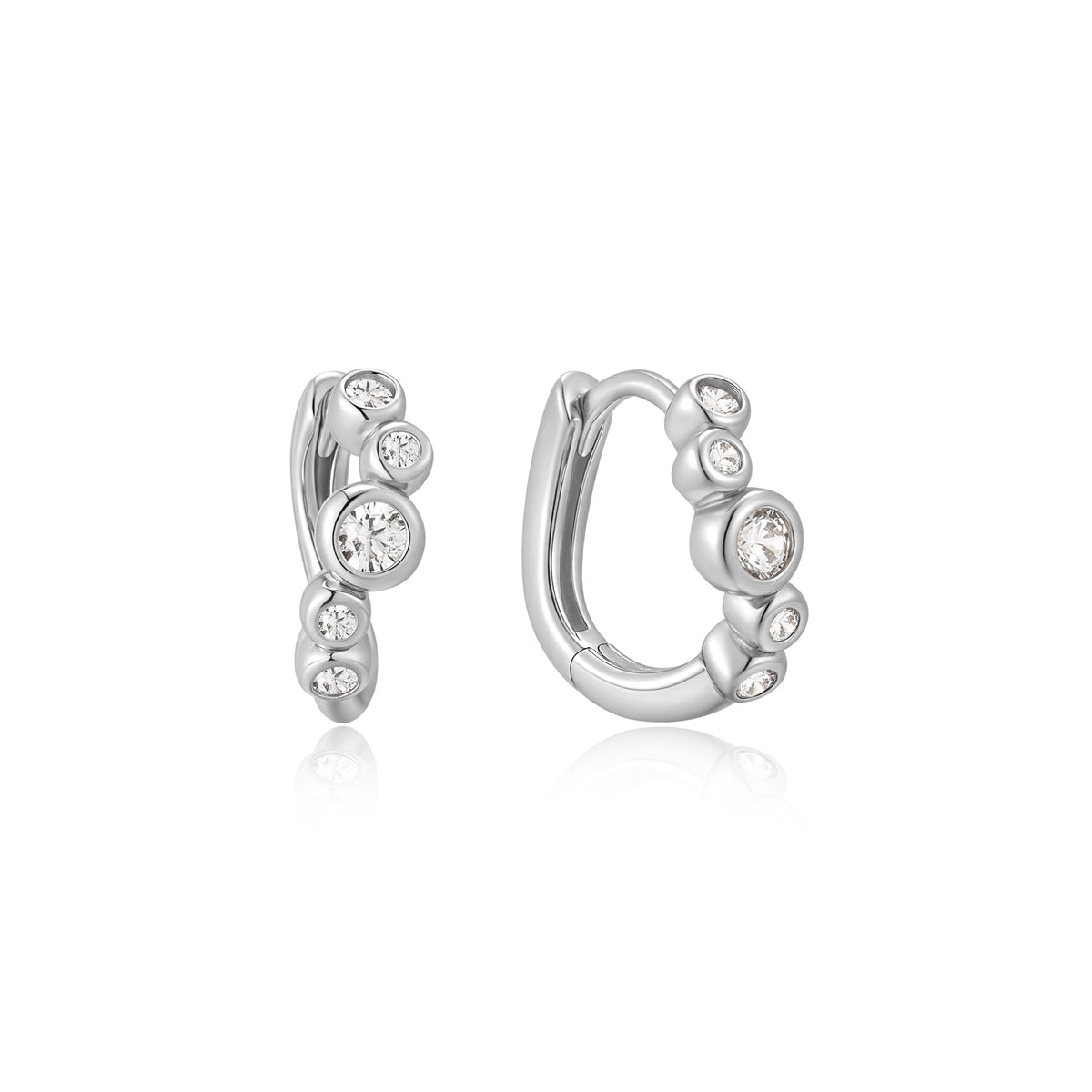 Ania Haie Silver Small Sparkling Tide Huggie Hoop Earrings
