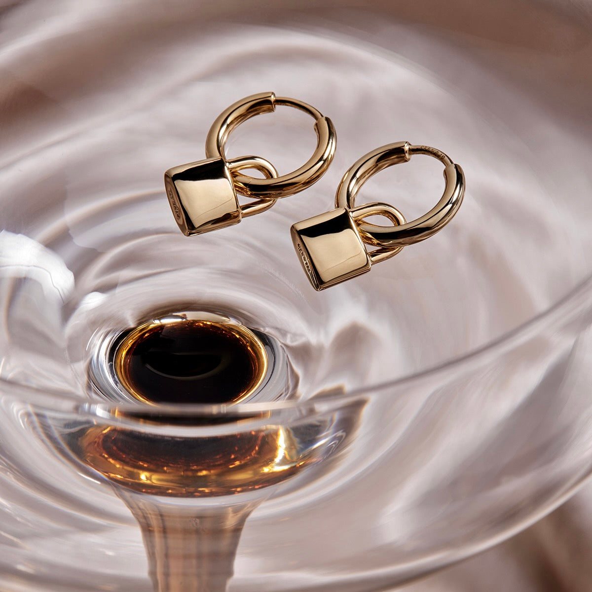 NAJO Love Lock Yellow Gold Huggie Earrings