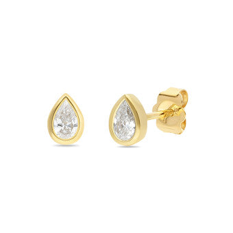 9ct Yellow Gold Pear Cut Lab Grown Diamond Earrings