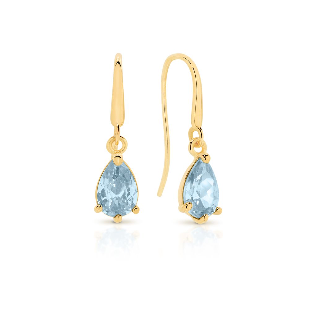 9ct gold aquamarine coloured CZ earrings