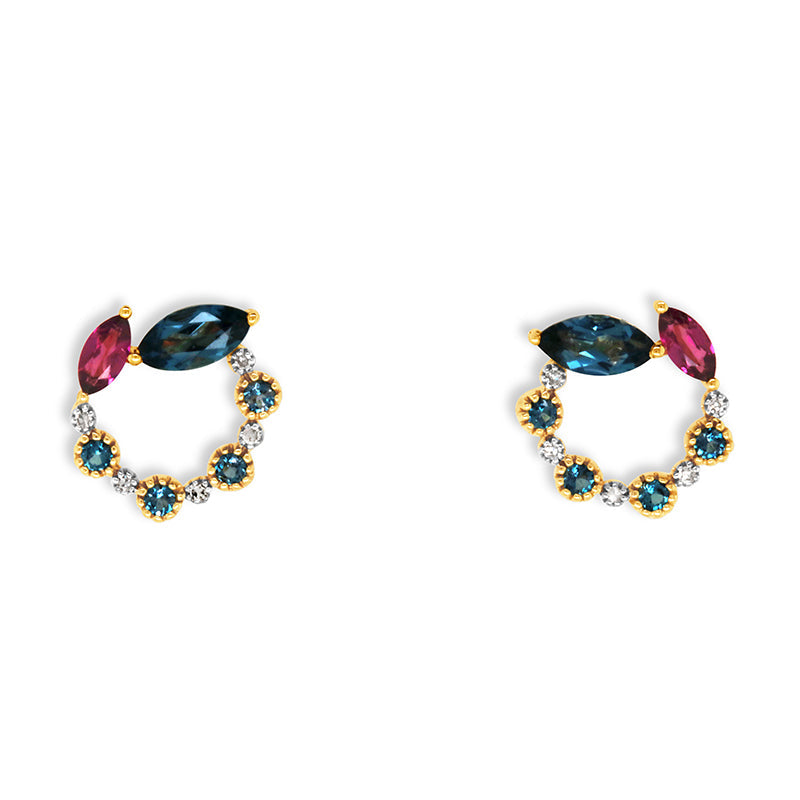 9ct Yellow Gold Mulit-Gemstone Earrings