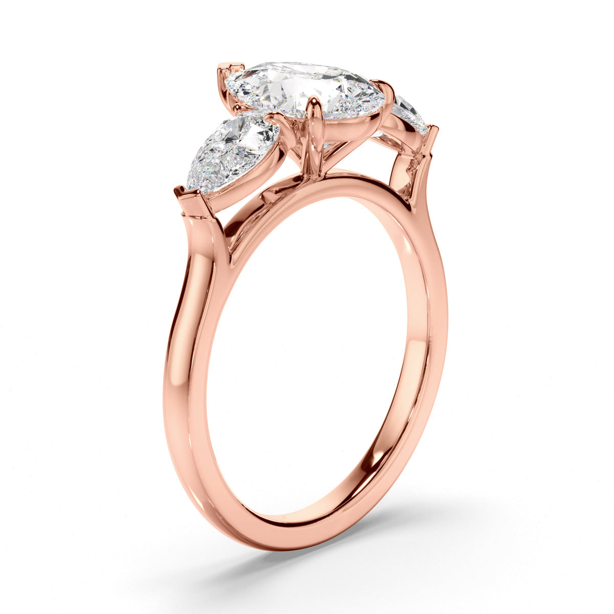 Pear Cut Diamond Trilogy Engagement Ring with Pear Sides