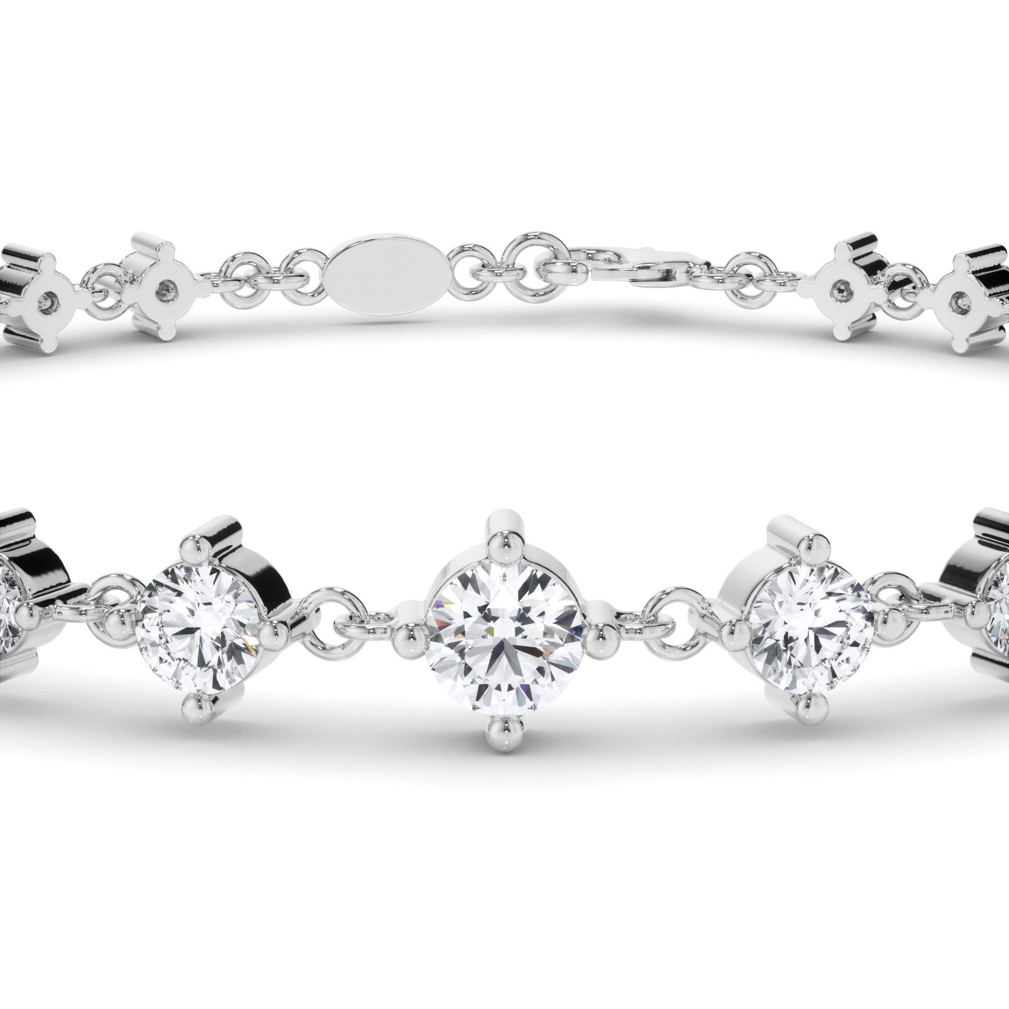Round Brilliant Cut Natural Mined Diamond Tennis Bracelet