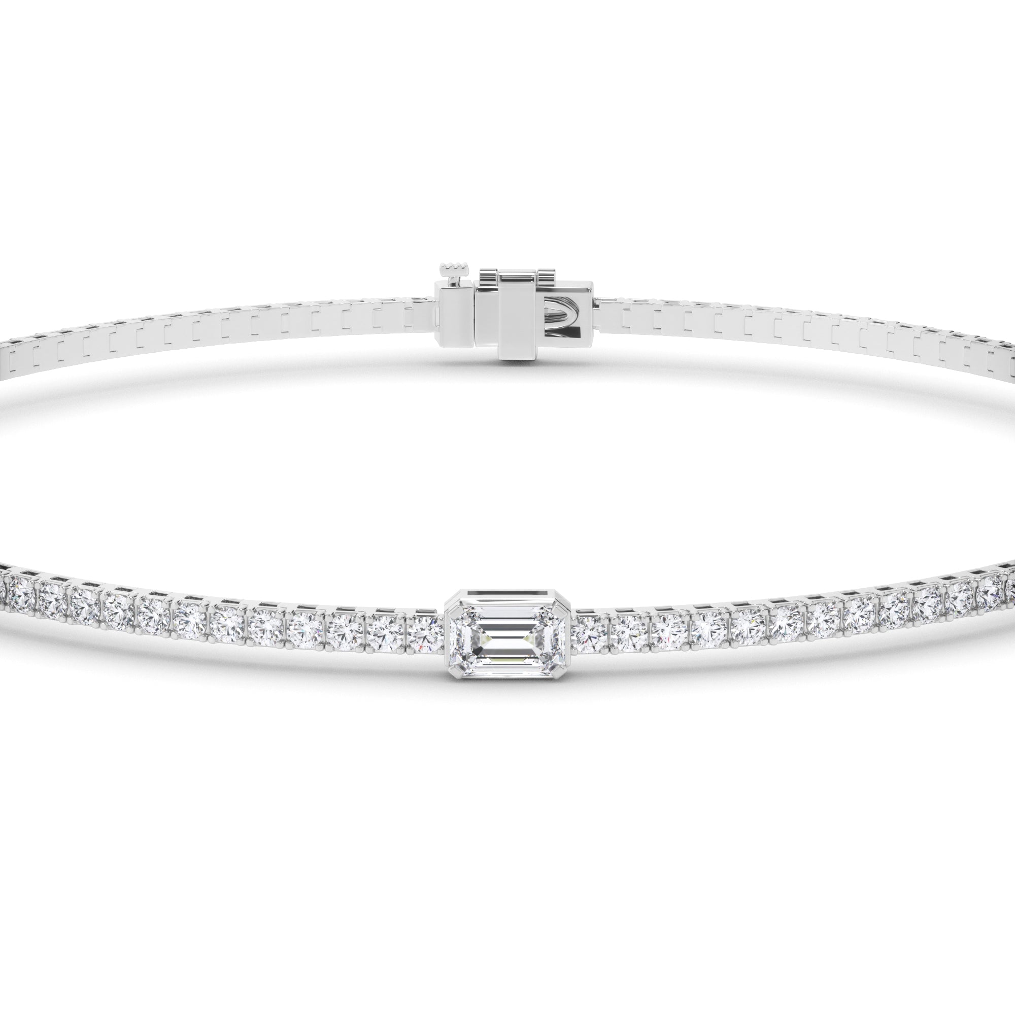 Emerald Cut Solitaire Natural Mined Diamond Tennis Bracelet