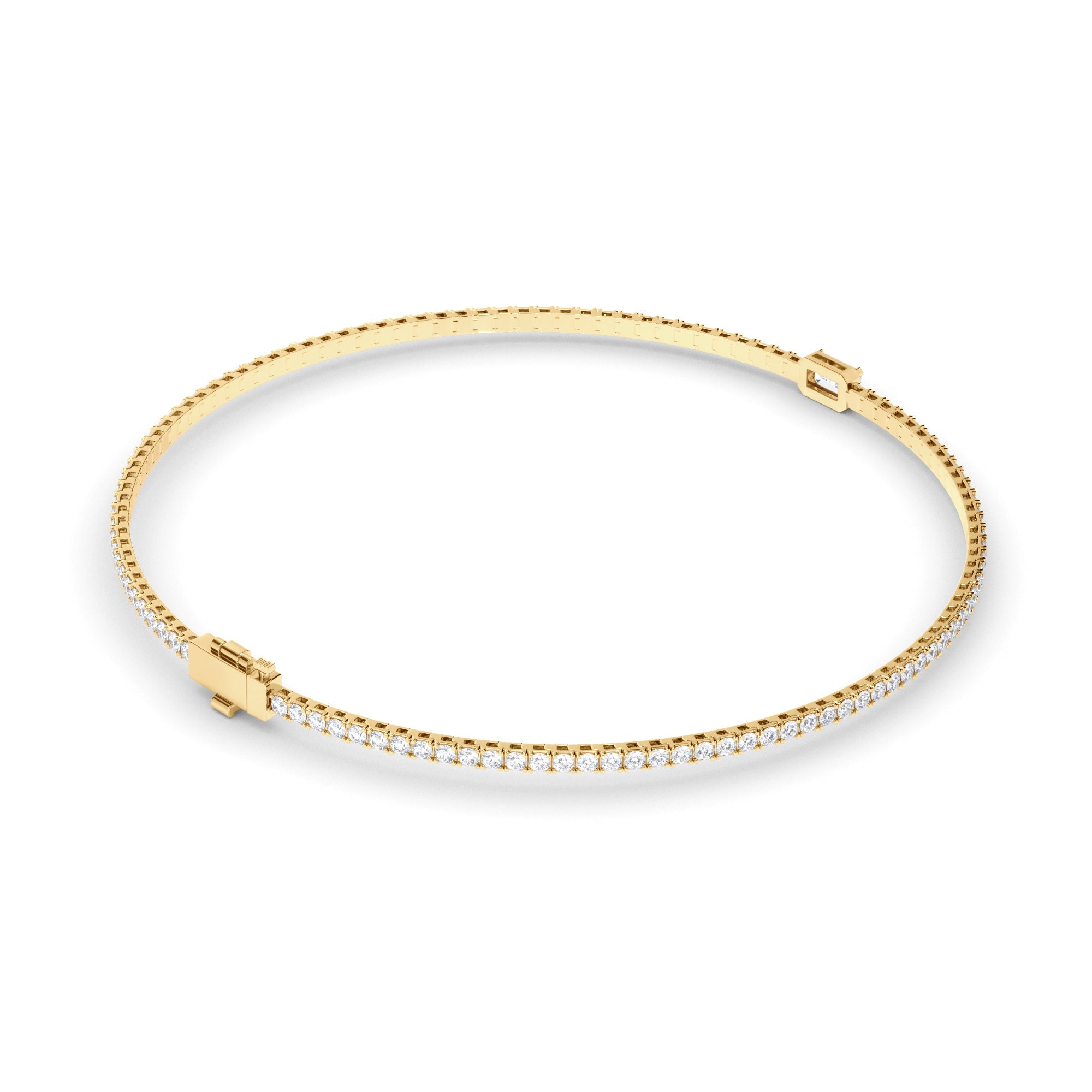 Emerald Cut Solitaire Natural Mined Diamond Tennis Bracelet