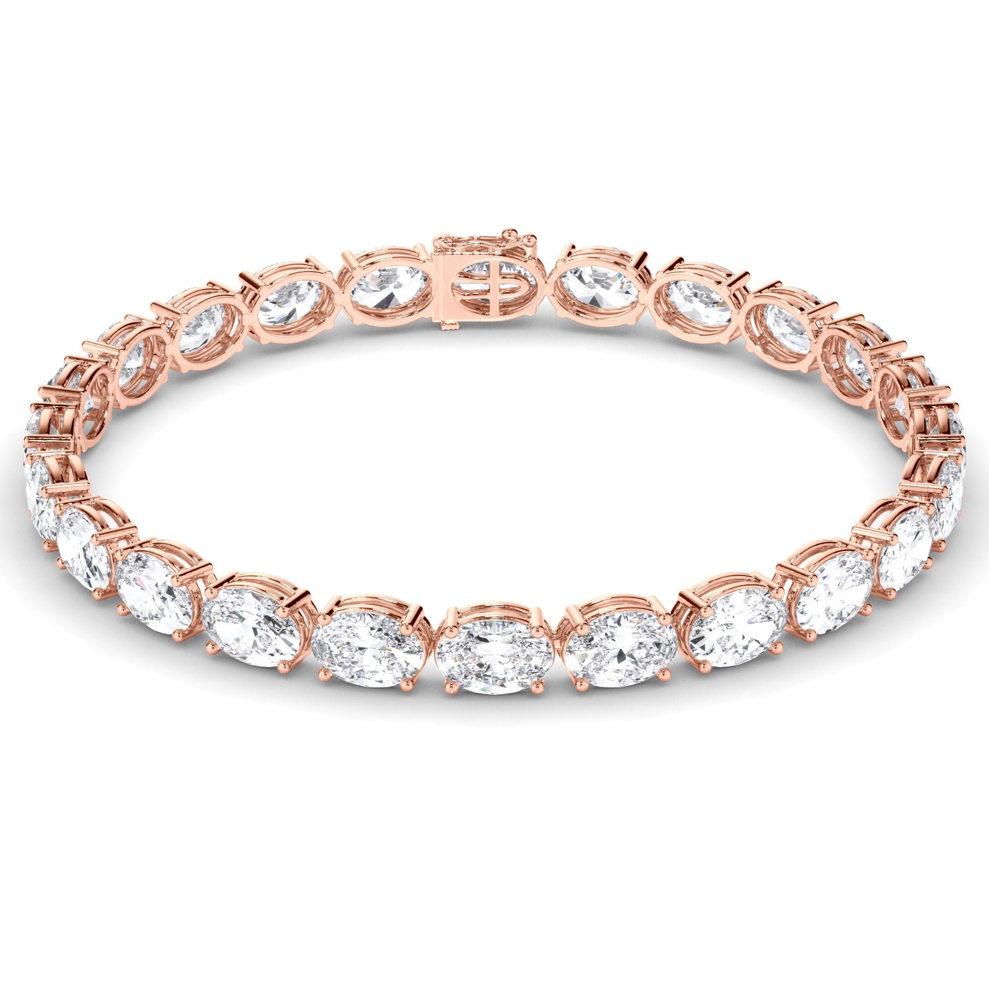 Oval Cut Natural Mined Diamond Tennis Bracelet