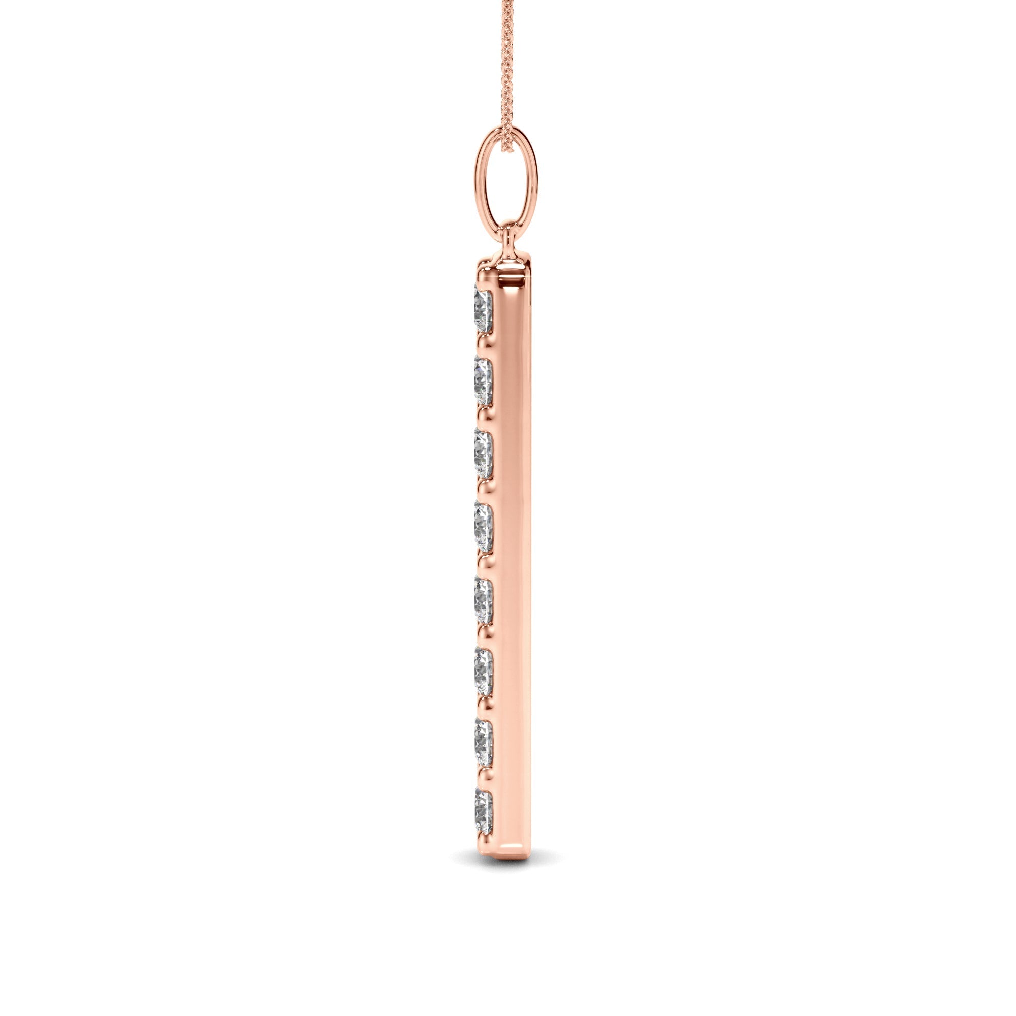 Round Brilliant Cut Diamond Drop Bar Pendant