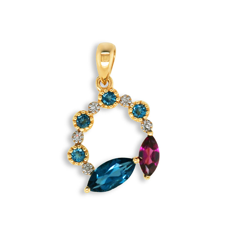 9ct Yellow Gold Multi-Gemstone Pendant
