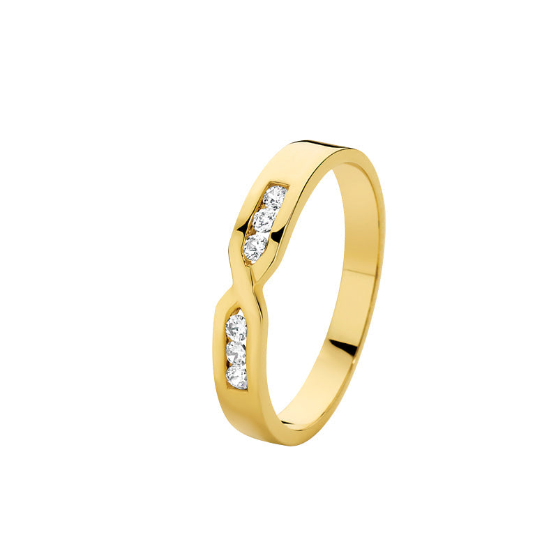 9ct Yellow Gold Crossover Diamond Wedding Ring