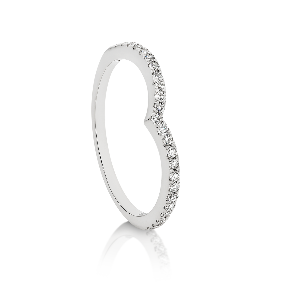 9ct White Gold V-Shaped Diamond Wedding Ring