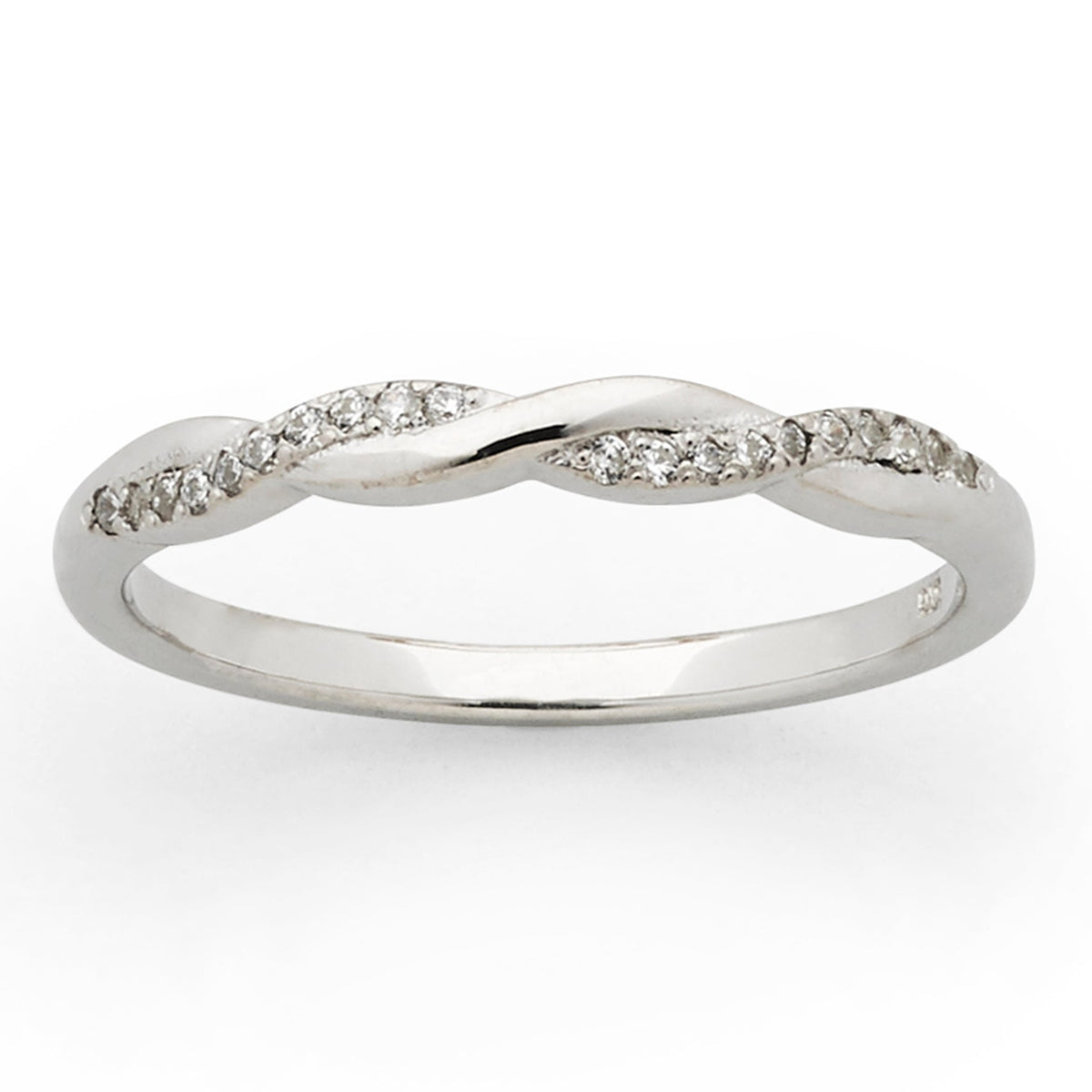 9ct White Gold Diamond Twist Ring
