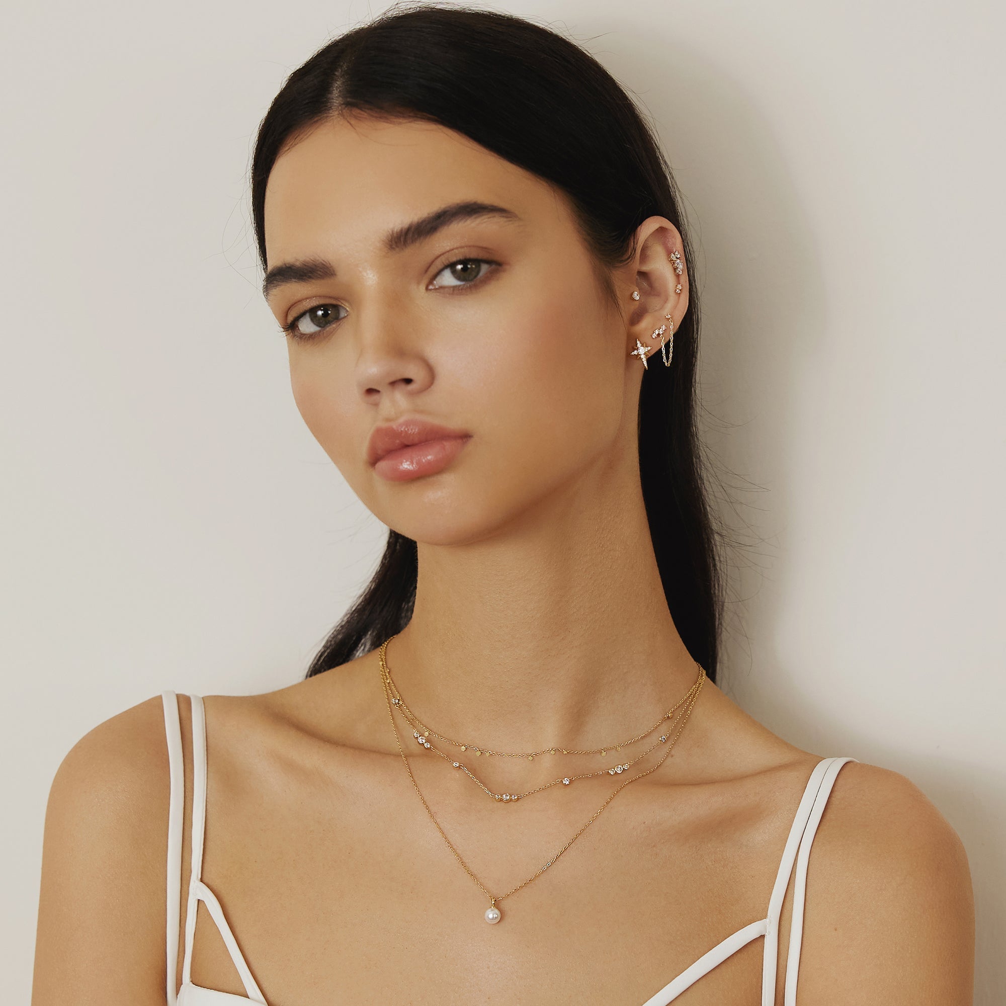 Ania Haie Gold Sparkling Bezel Cubic Zirconia Station Necklace