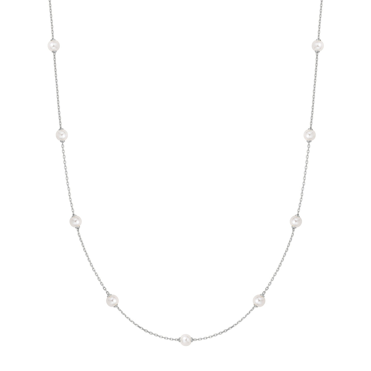 Ania Haie Silver Shell Pearl Station Chain Necklace