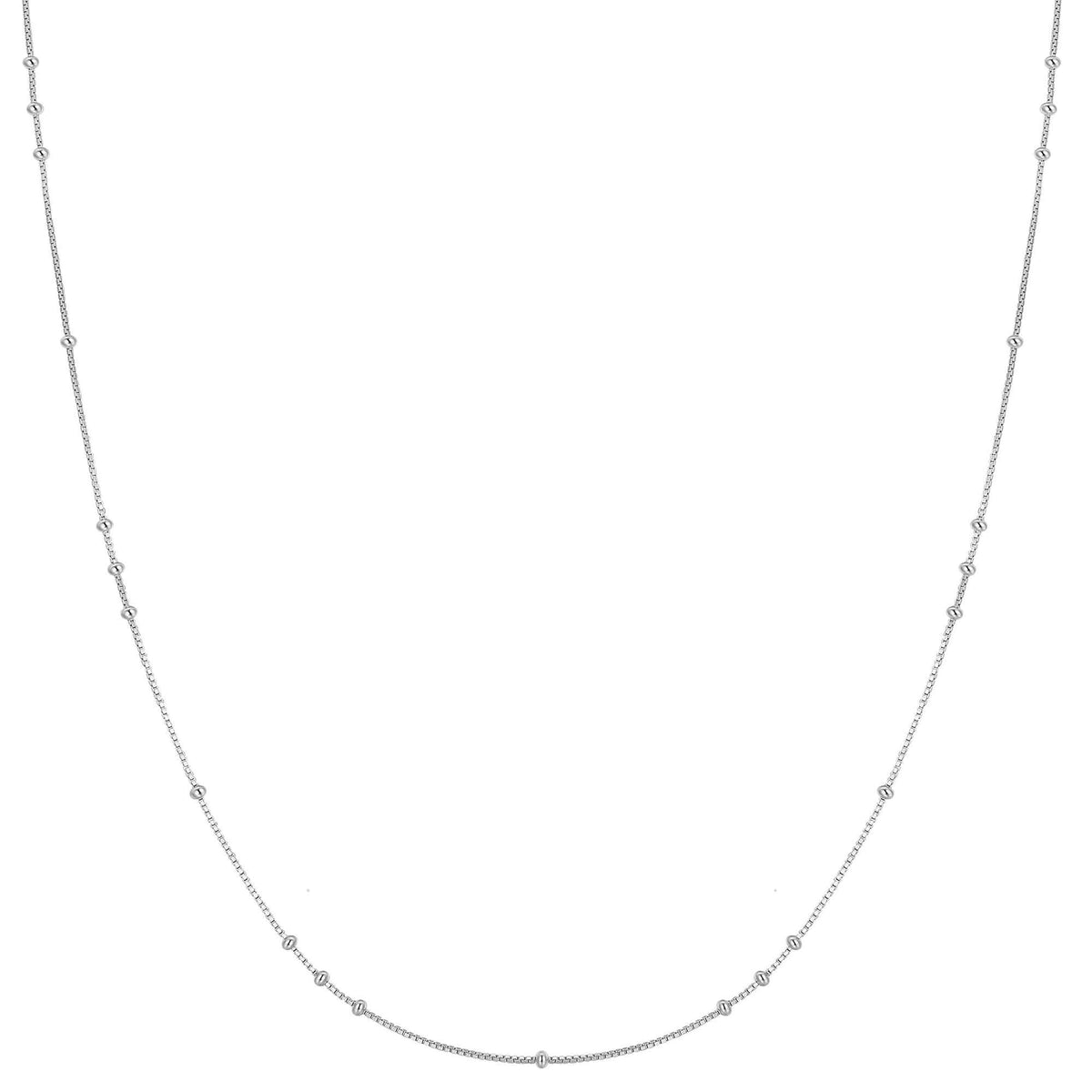 Silver Mini Bead Station Necklace