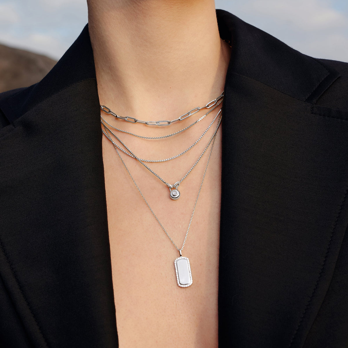Ania Haie Silver Sparkling Tag Necklace