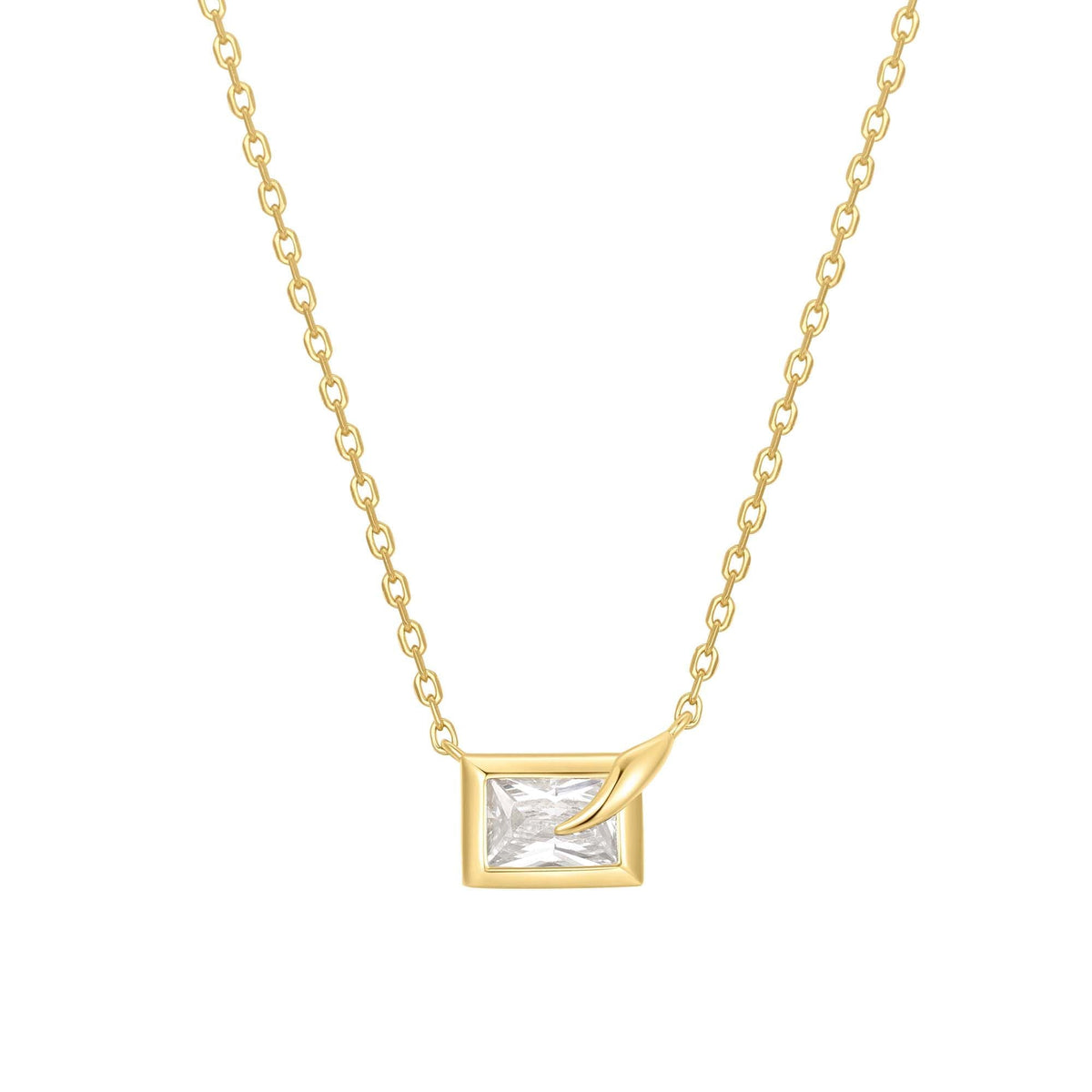 Ania Haie Gold Sparkling Bezel-Set Cube Necklace