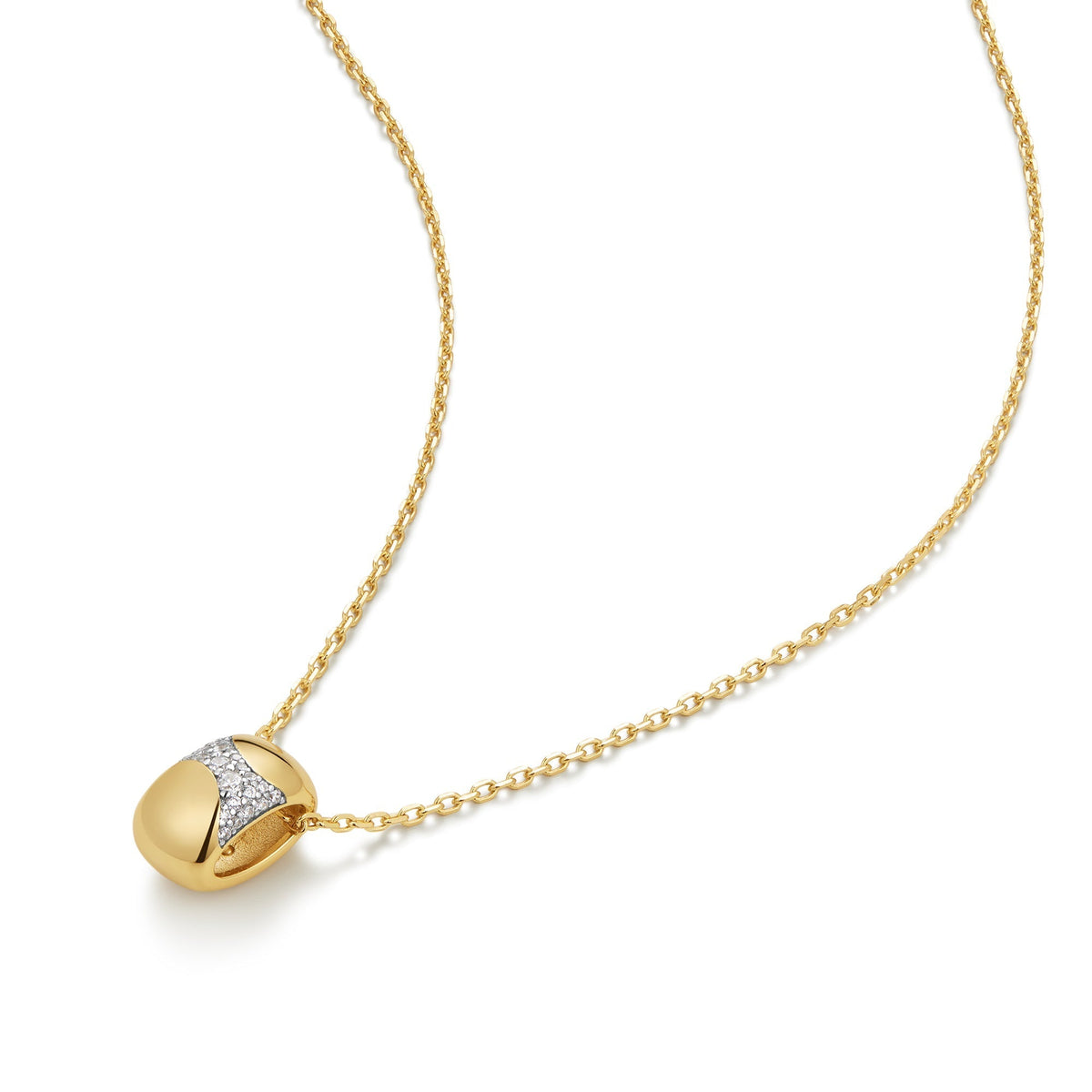 Ania Haie Gold Puffed Rivulet Pave Necklace