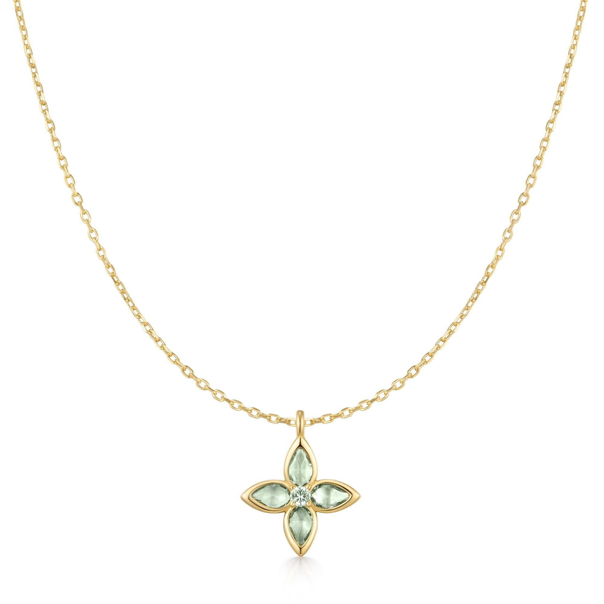 Ania Haie Gold Mint Green Lucky Clover Necklace