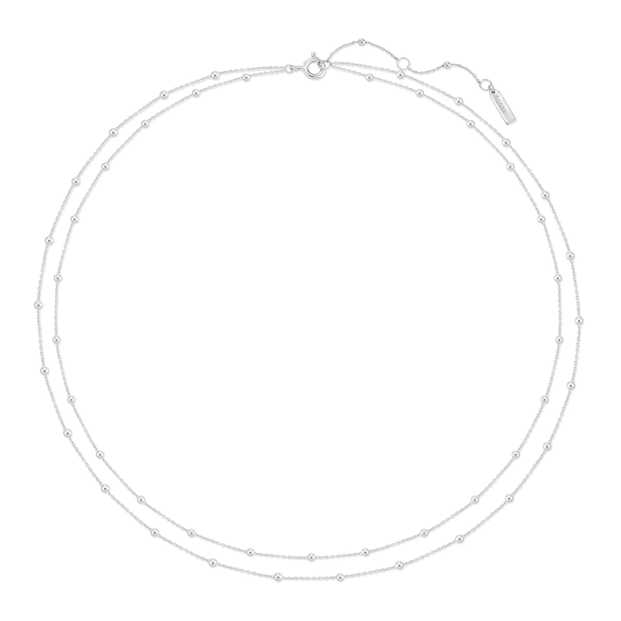 Ania Haie Silver Double Chain Bead Station Necklace