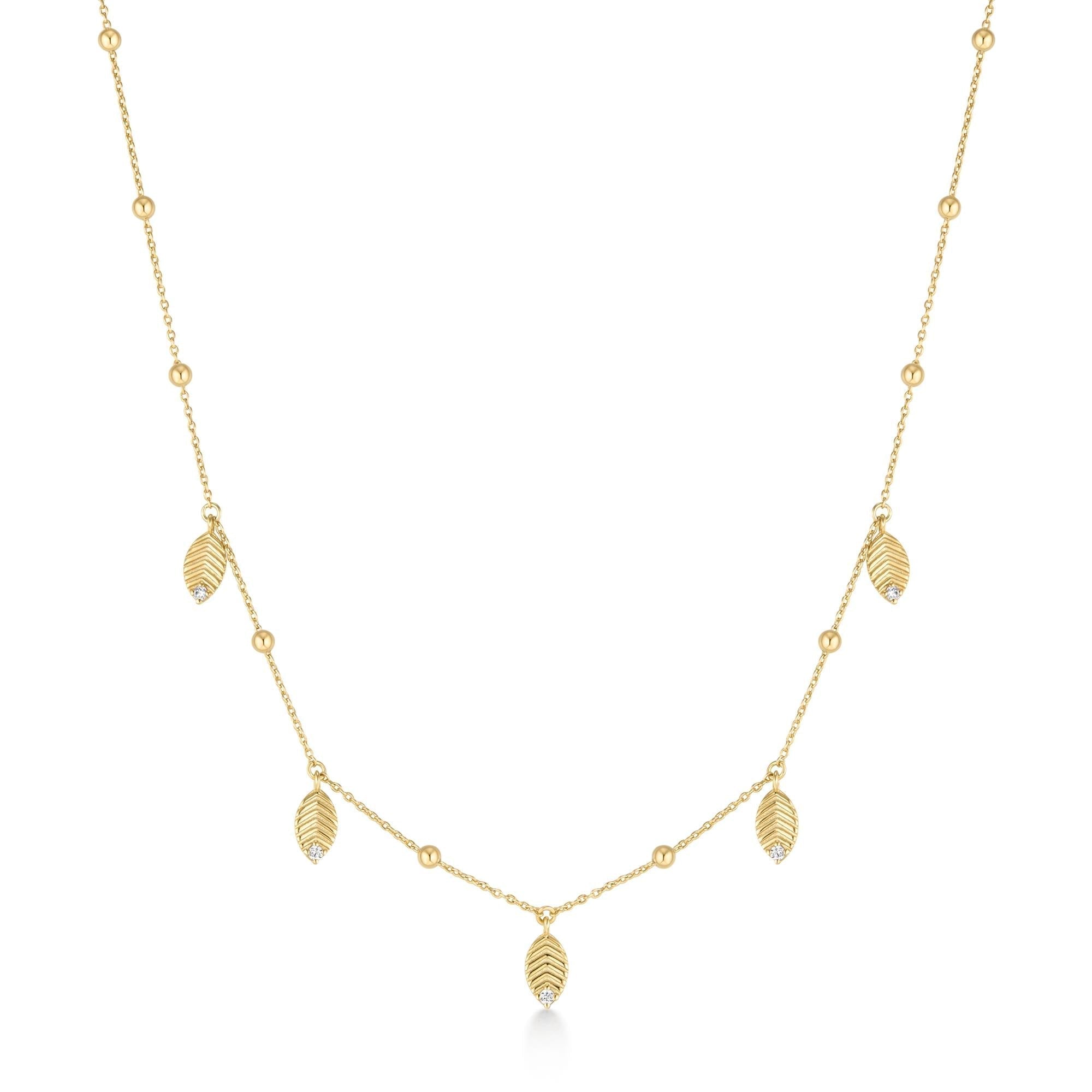 Ania Haie Gold Leaf Station Necklace