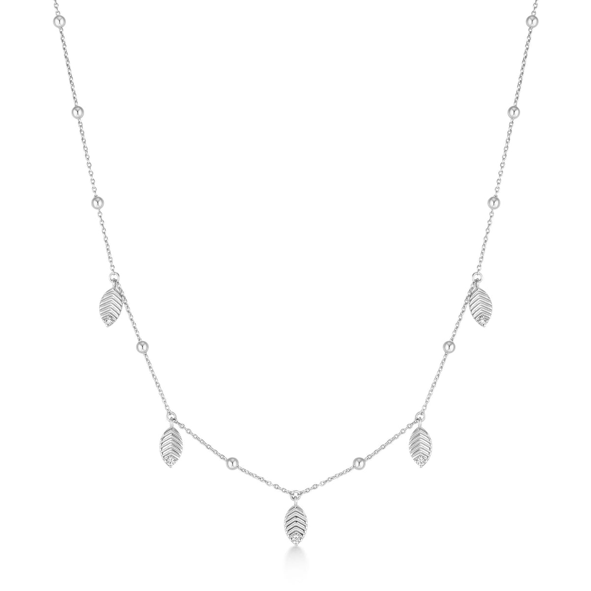 Ania Haie Silver Leaf Station Necklace
