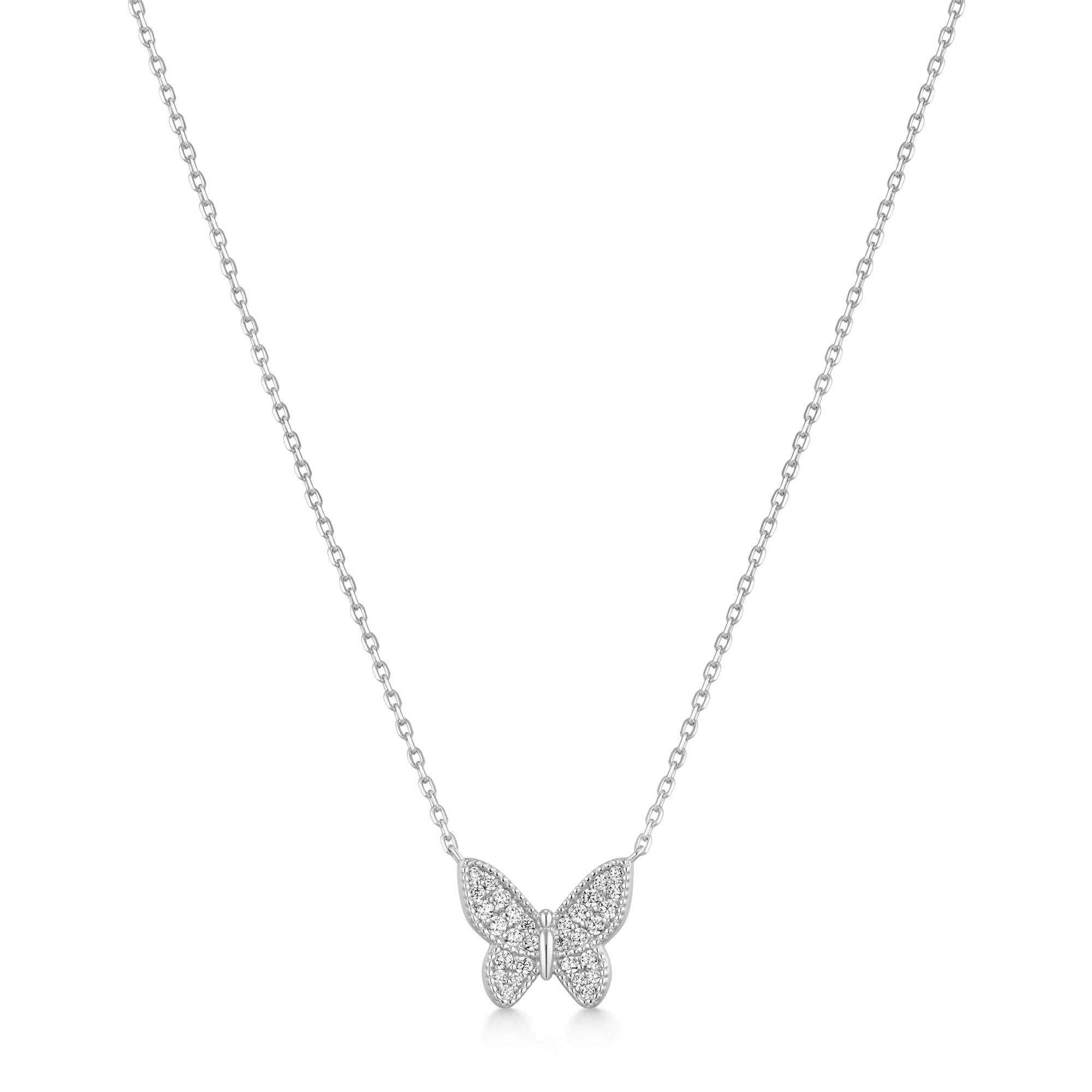 Ania Haie Silver Butterfly Pave Necklace