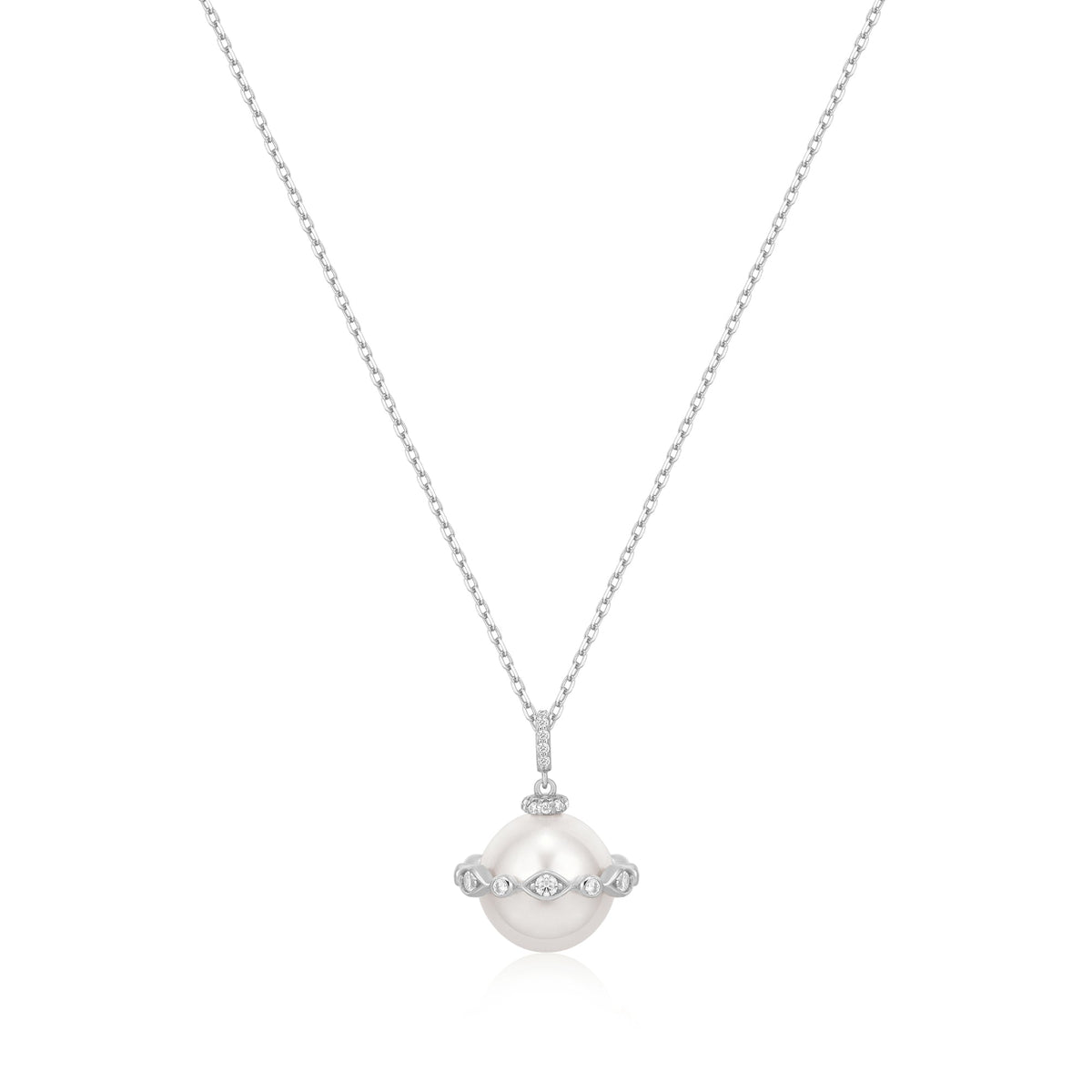 Ania Haie Silver Shell Pearl Halo Evil-Eye Necklace