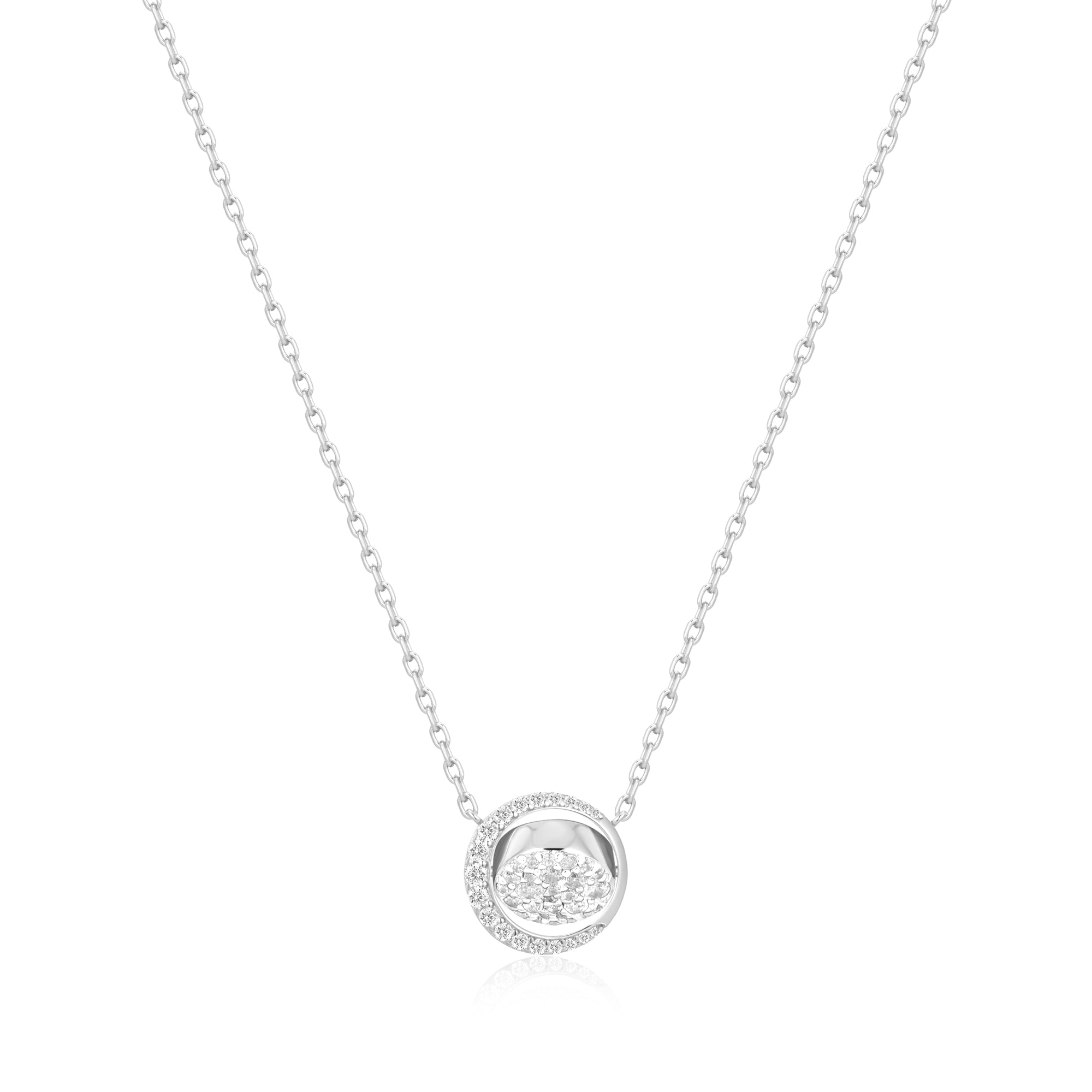 Ania Haie Silver Reversible Pave Moon Evil-Eye Necklace