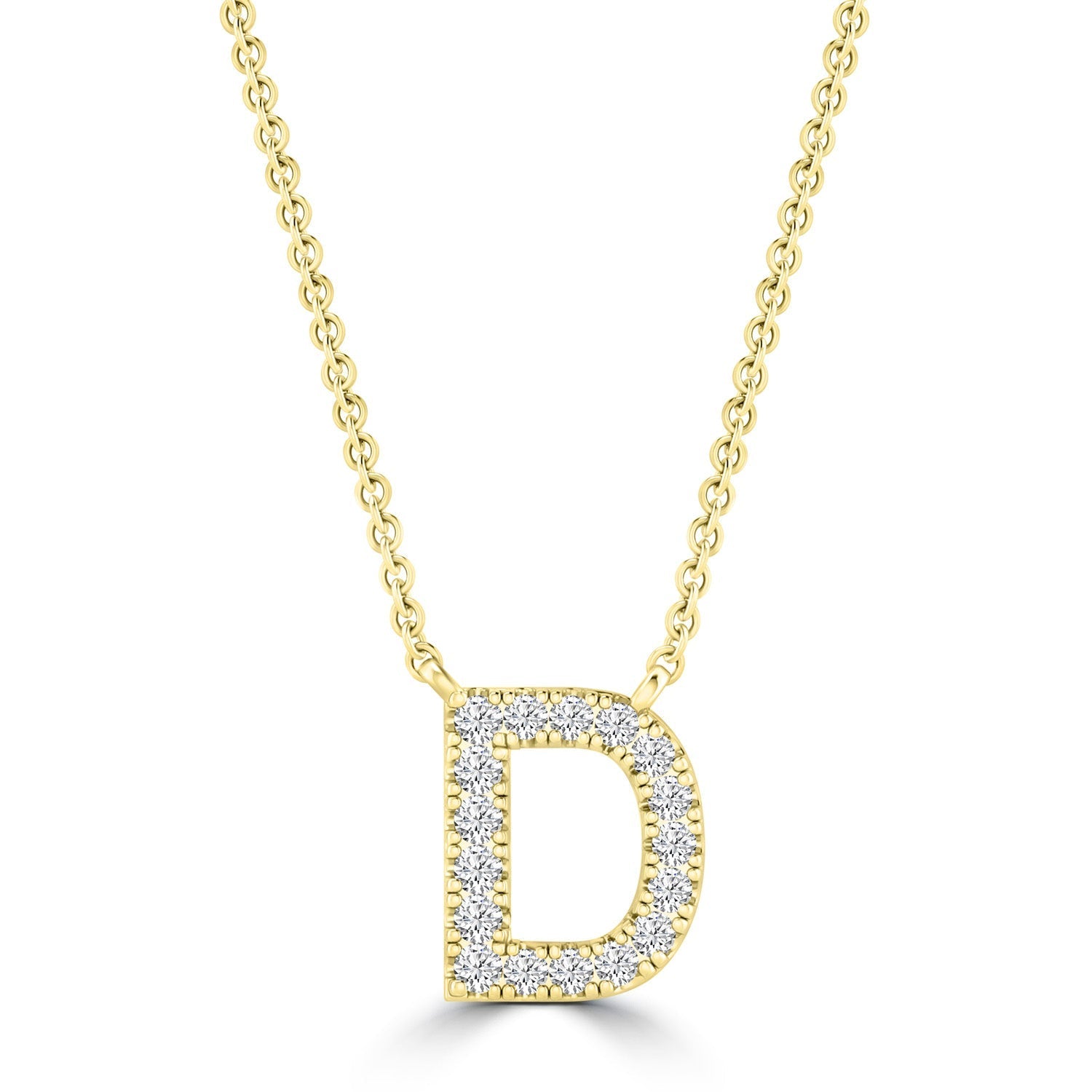 9ct Yellow Gold Diamond Initial 'D' Necklace
