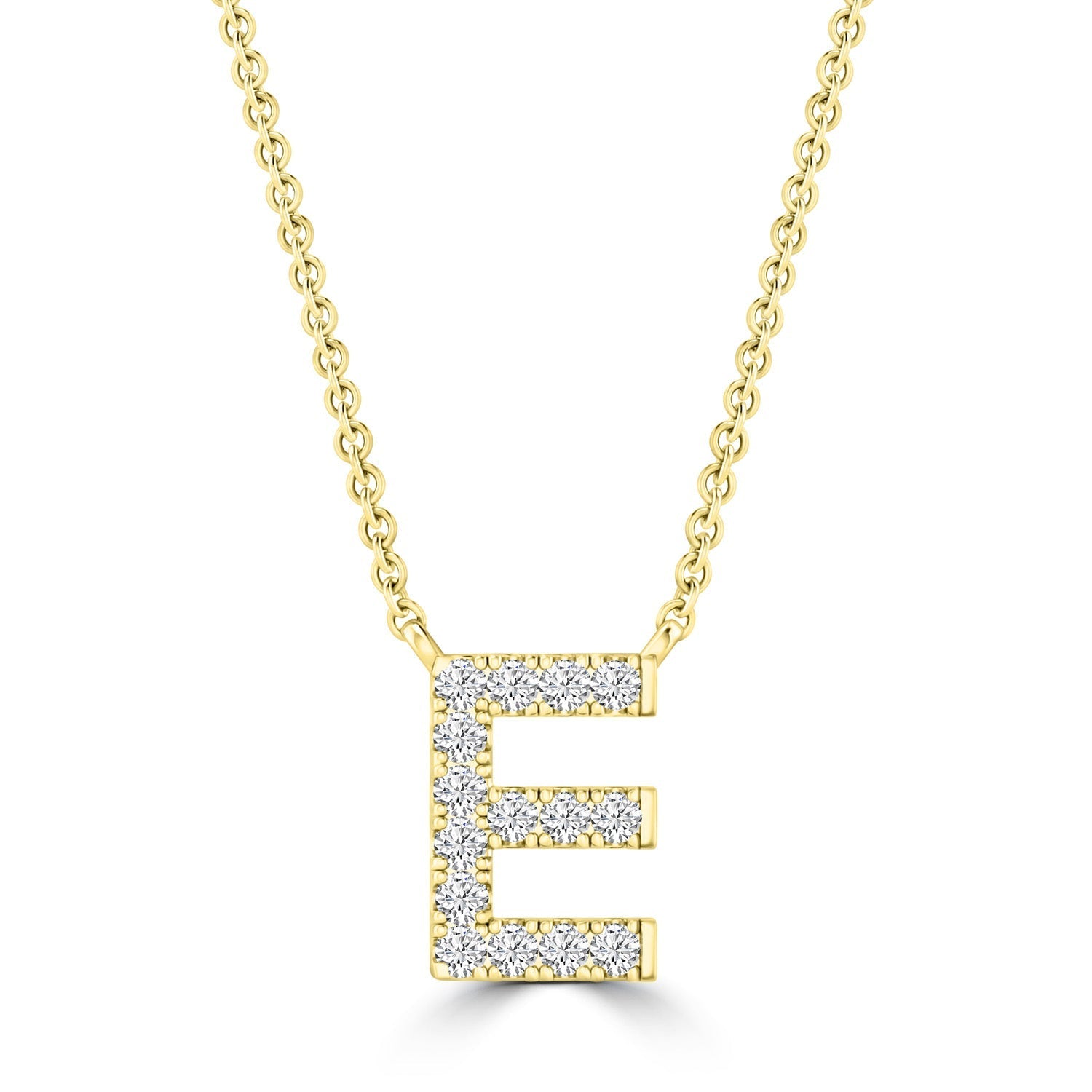 9ct Yellow Gold Diamond Initial 'E' Necklace