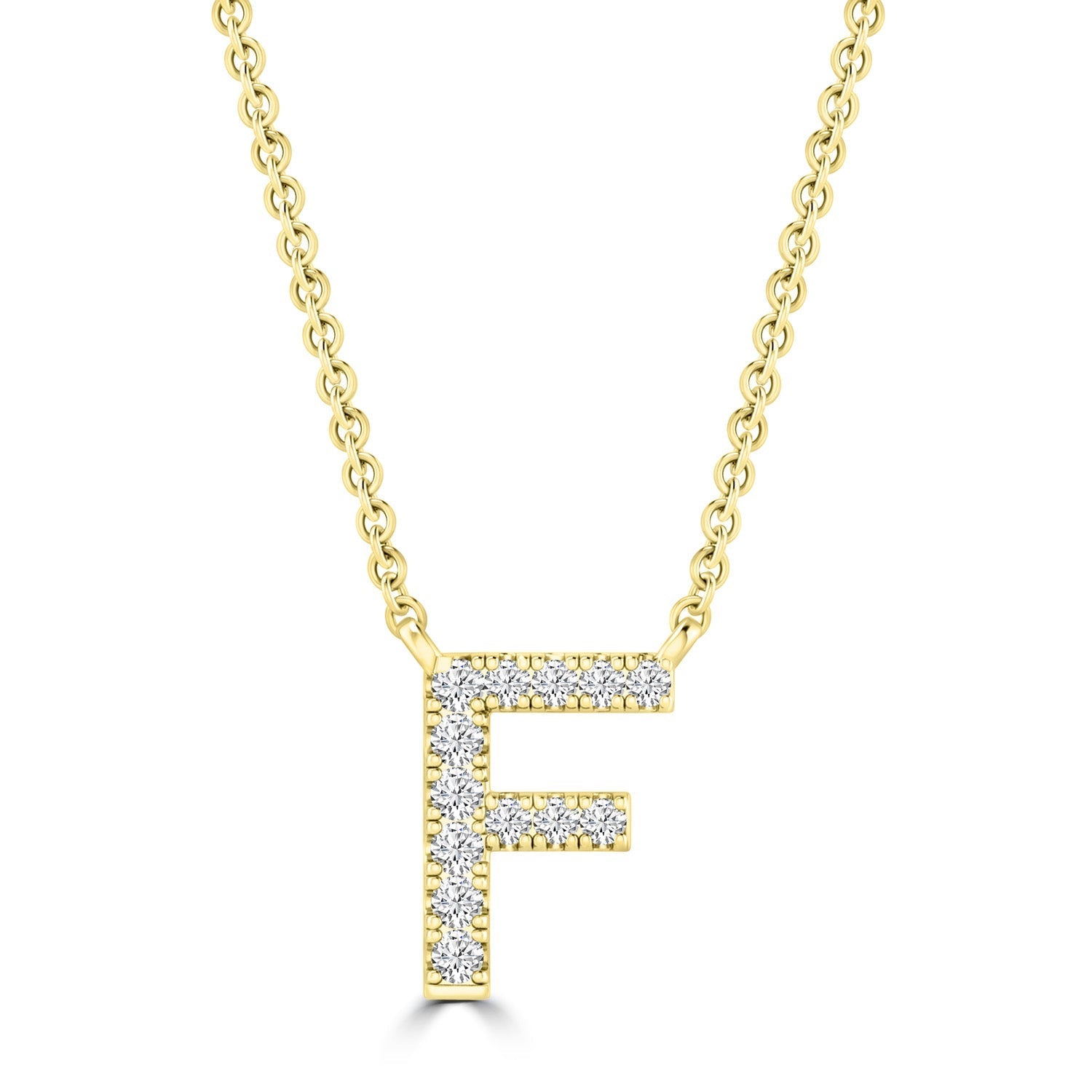 9ct Yellow Gold Diamond Initial 'F' Necklace