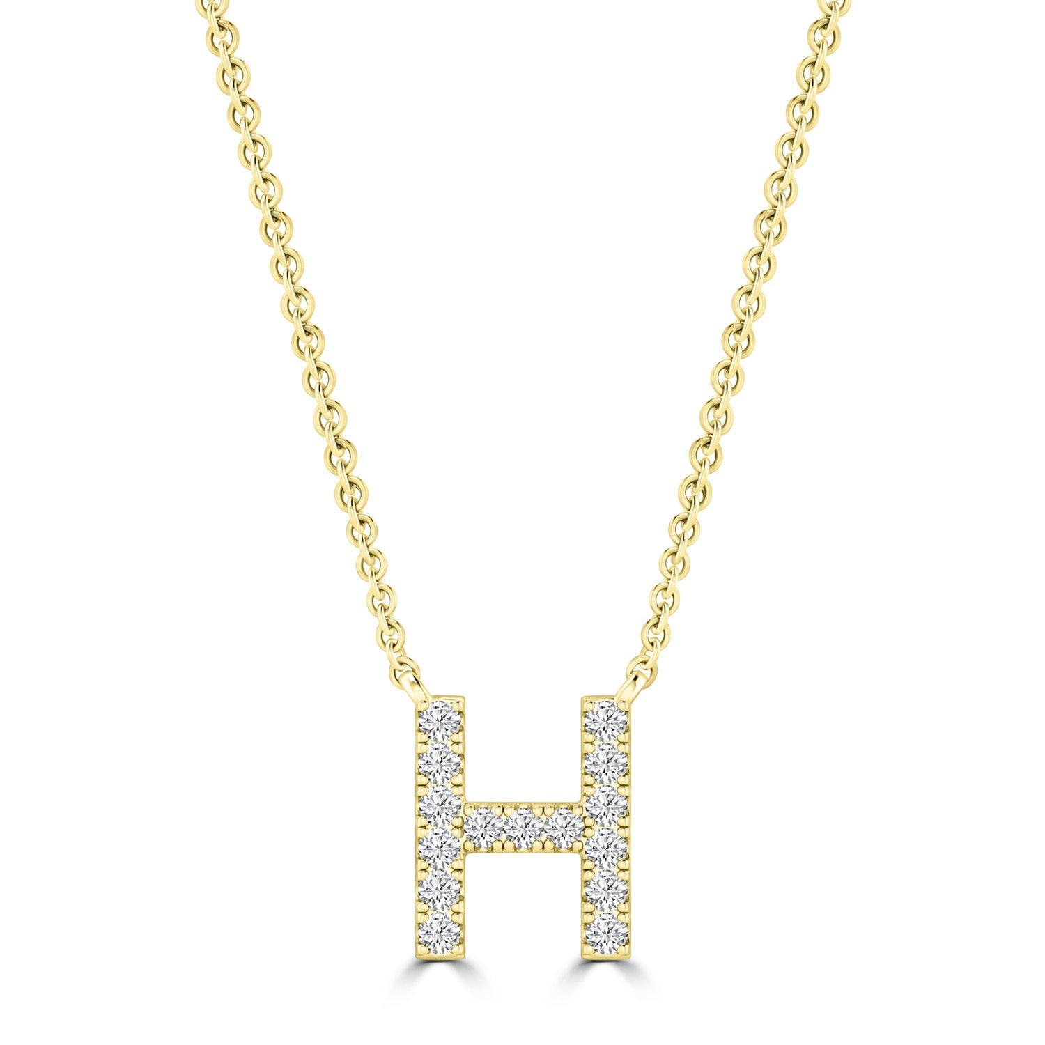9ct Yellow Gold Diamond Initial 'H' Necklace