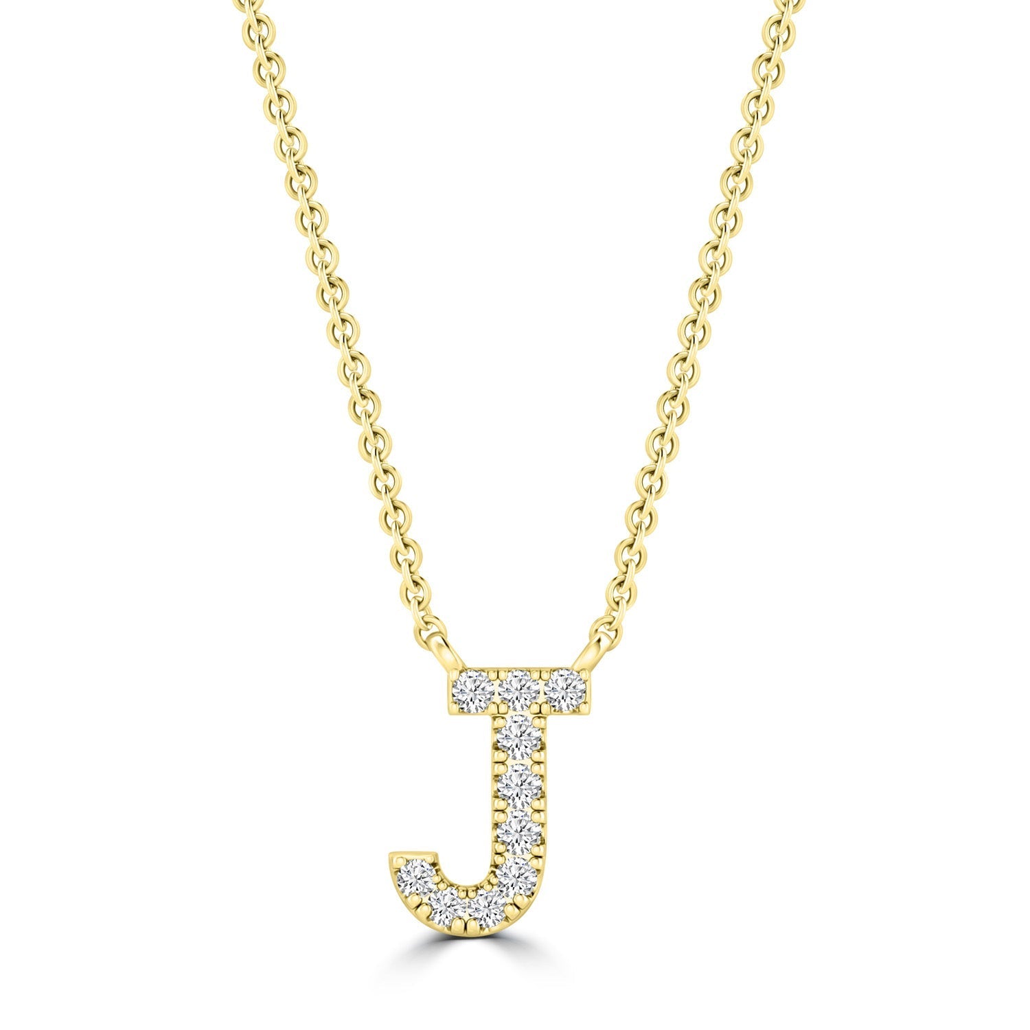 9ct Yellow Gold Diamond Initial 'J' Necklace