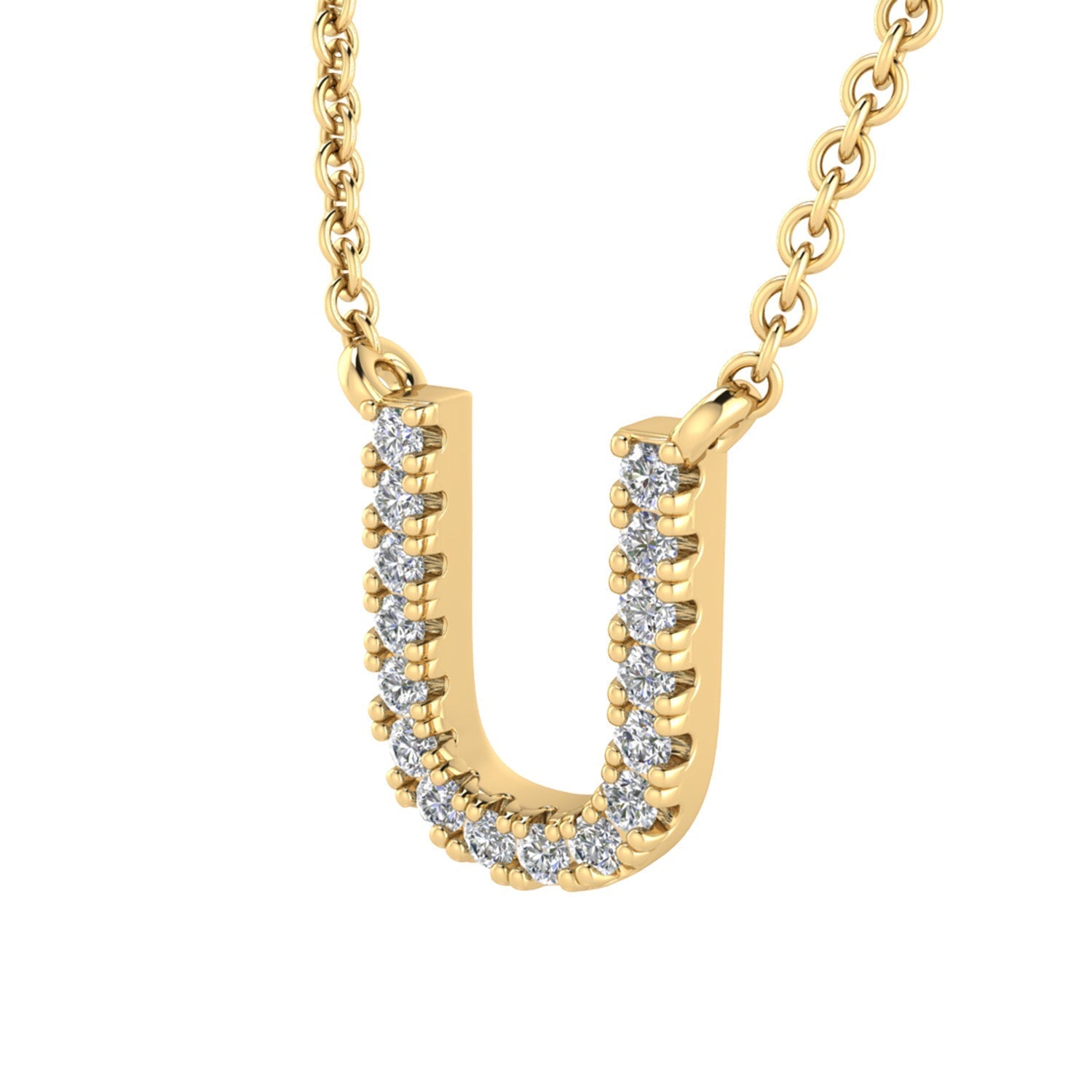 9ct Yellow Gold Diamond Initial 'U' Necklace