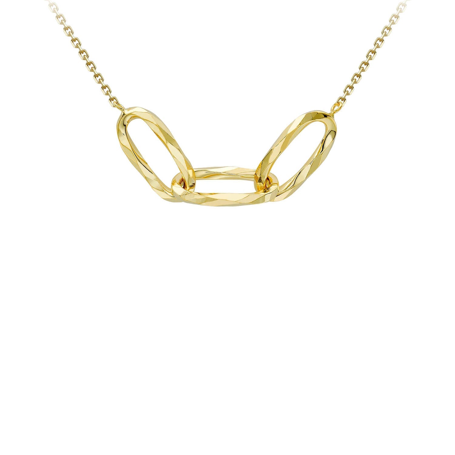 9ct Yellow Gold Diamond Cut Oval Necklace 43-46cm