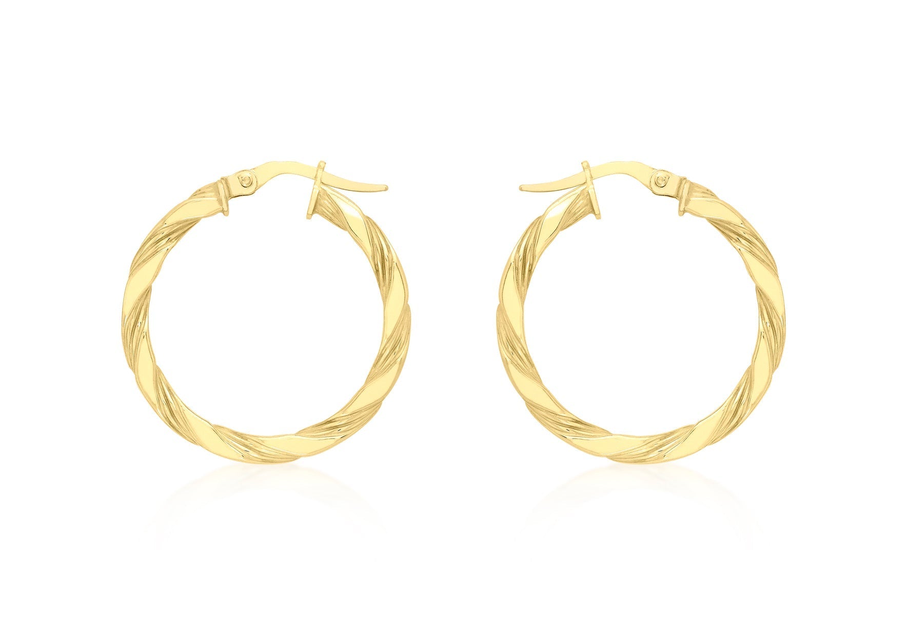 9ct Yellow Gold Flat Twist Hoops 20 mm