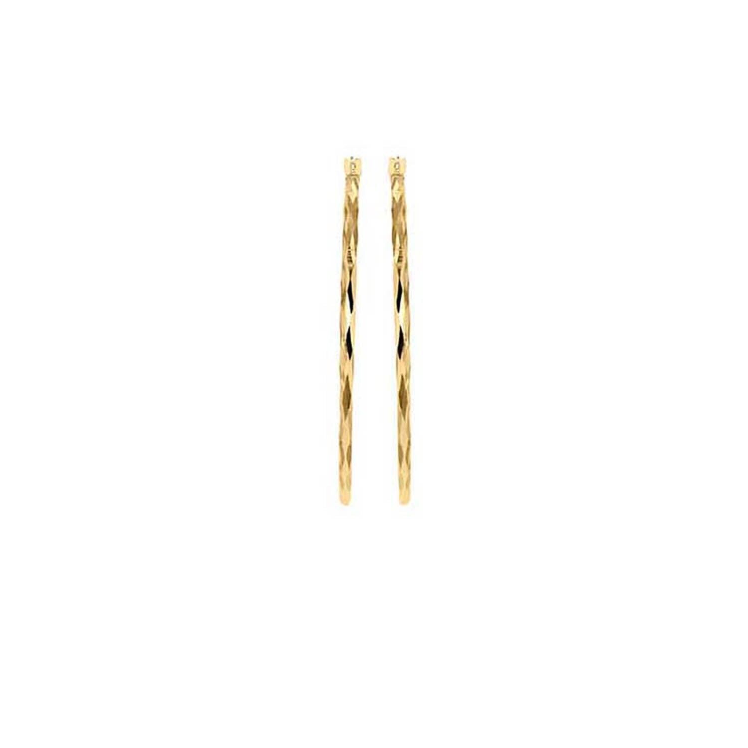 9ct Yellow Gold Diamond Cut Hoop Earrings 28mm