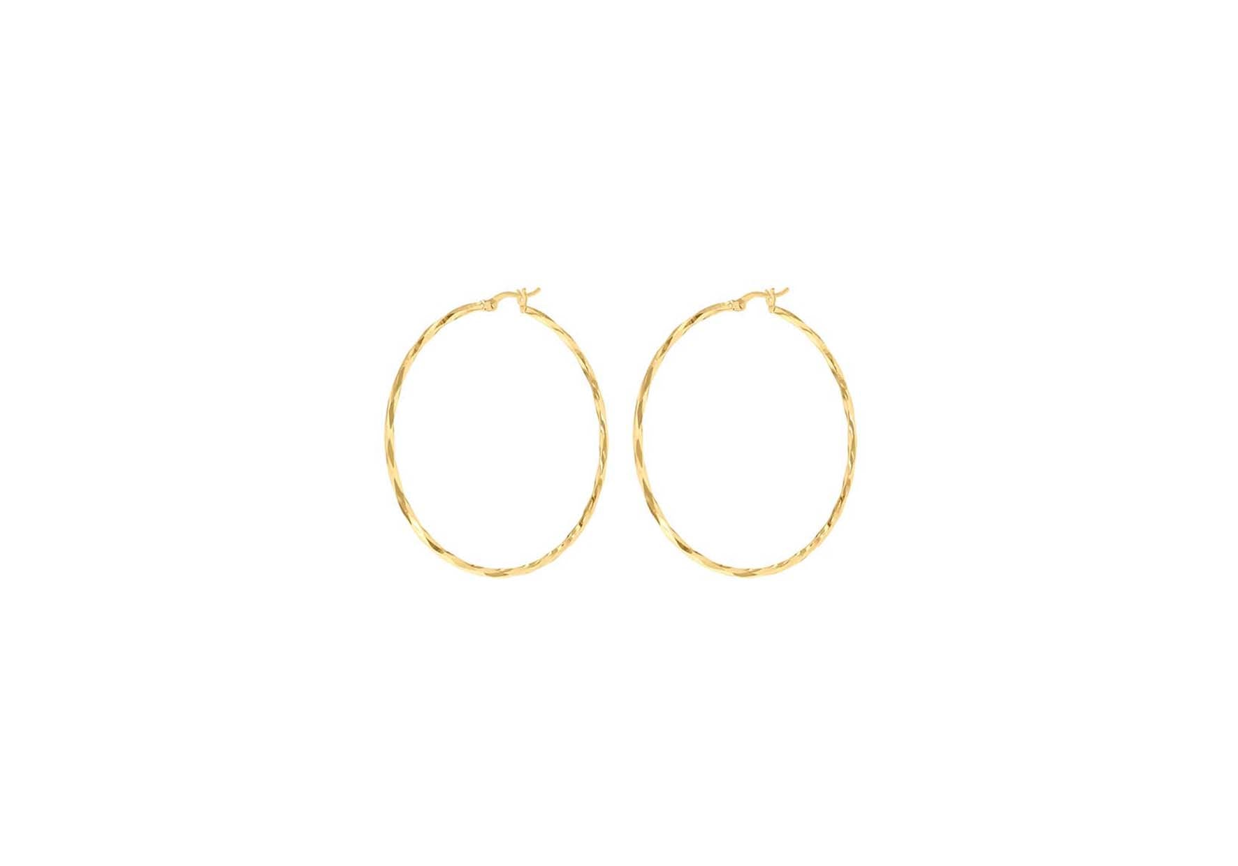 9ct Yellow Gold Diamond Cut Hoop Earrings 42mm