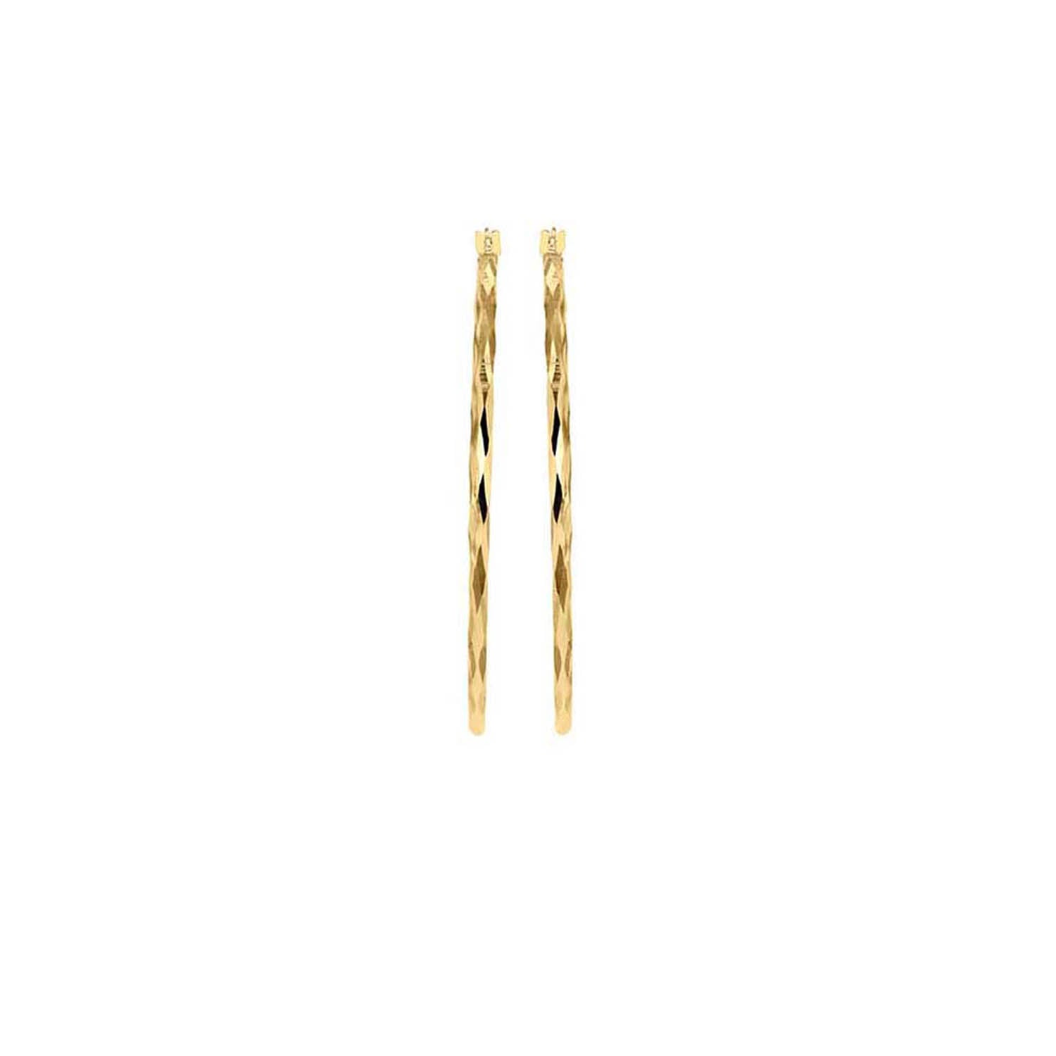 9ct Yellow Gold Diamond Cut Hoop Earrings 42mm