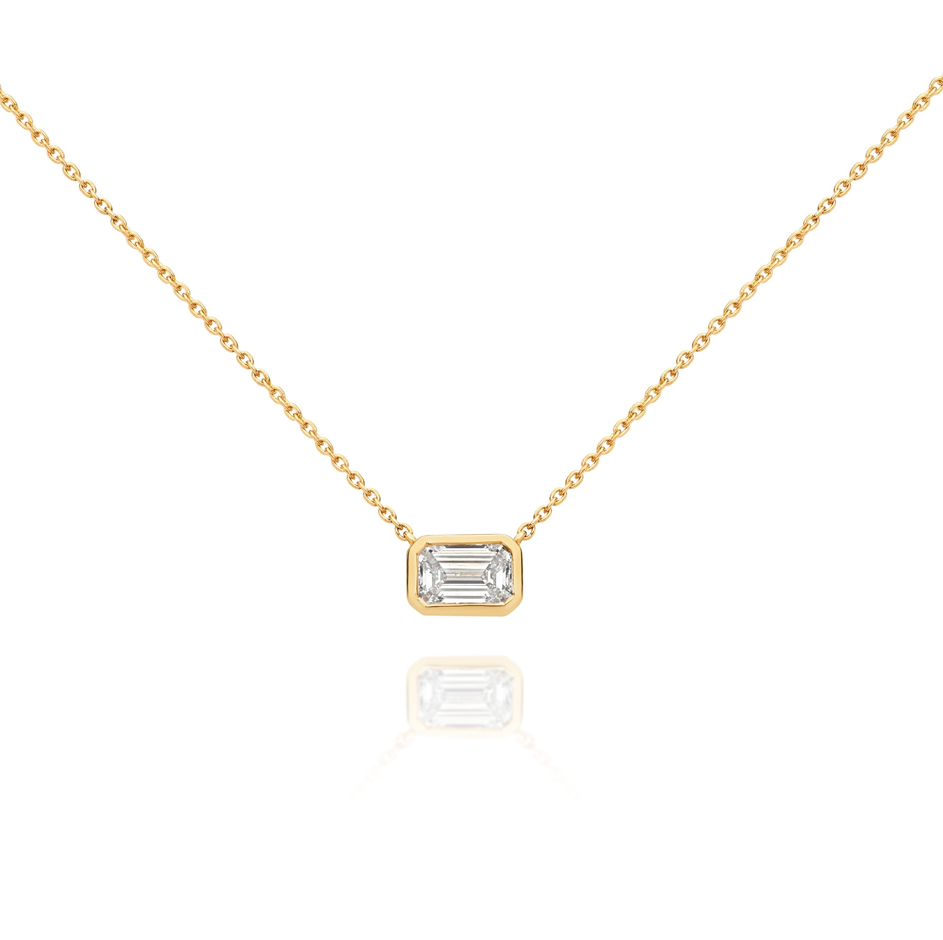 9ct Yellow Gold 1.00ct Emerald Cut Lab Grown Diamond Necklet