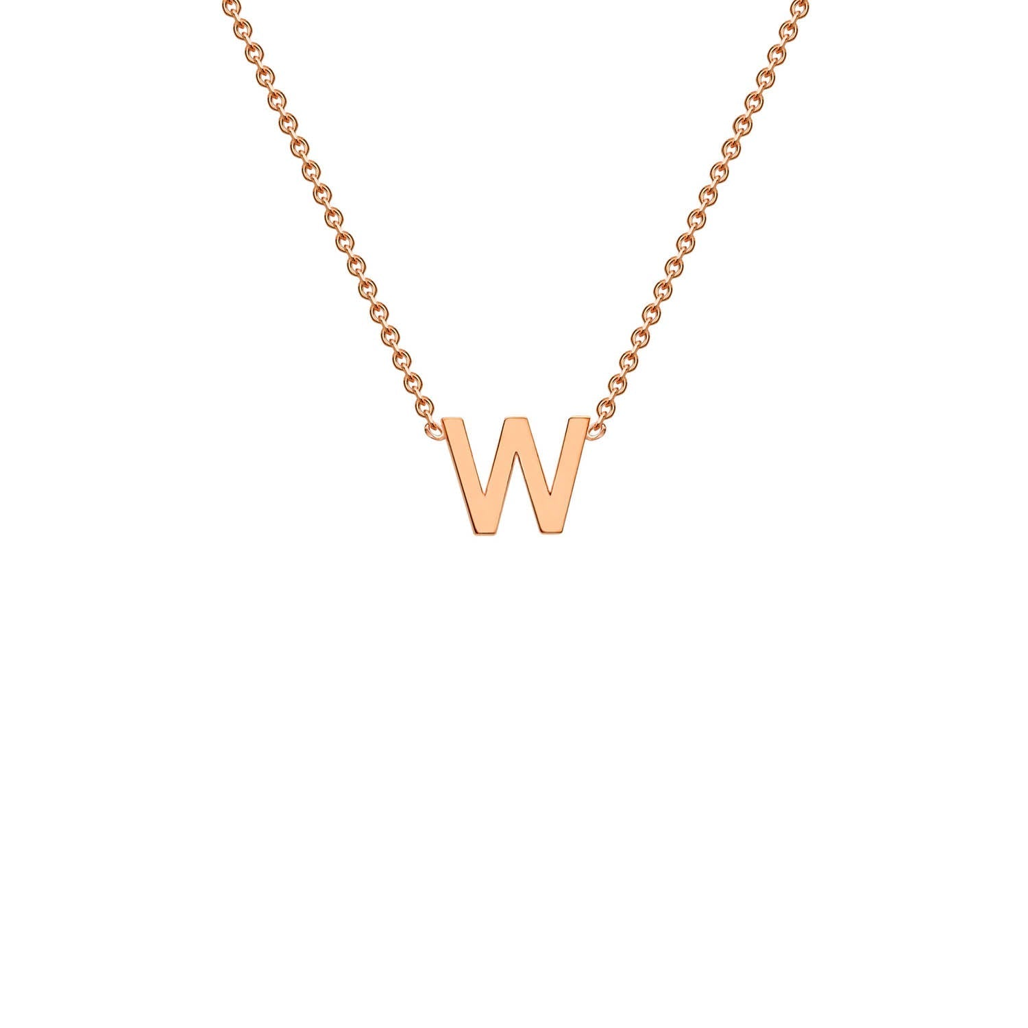 9ct Rose Gold 'W' Initial Adjustable Letter Necklace 38/43cm
