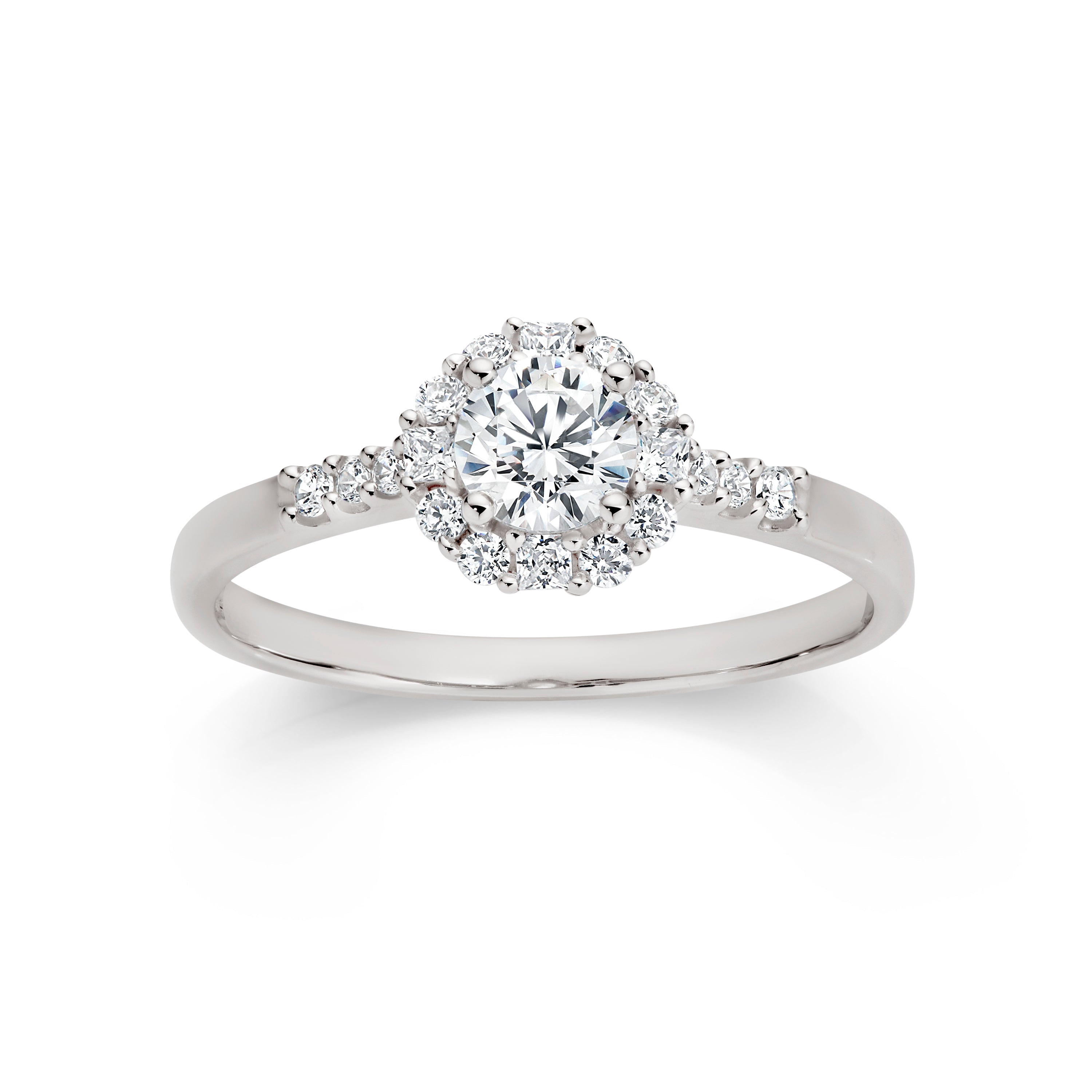 9ct white gold stone set ring