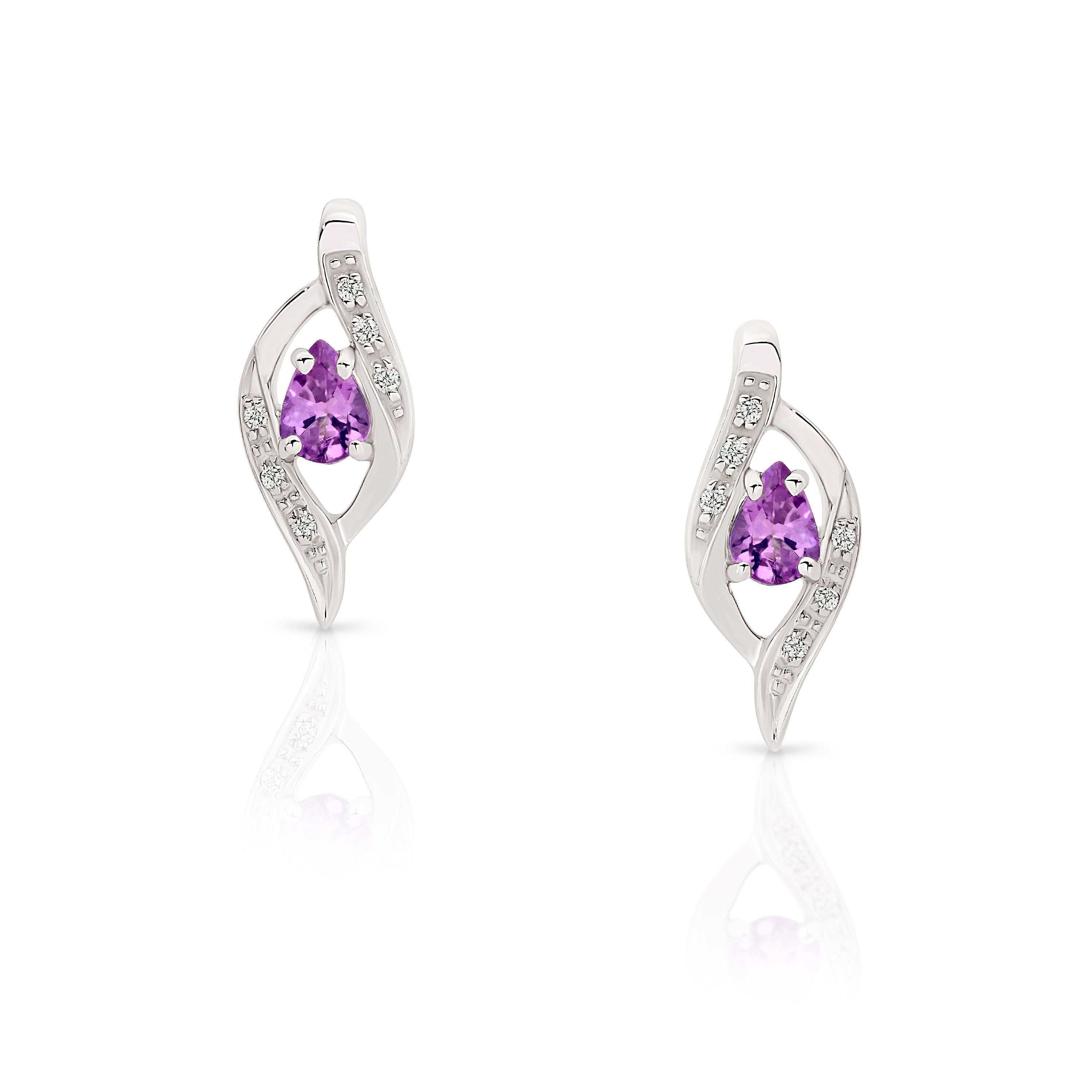 9ct white gold amethyst & diamond studs